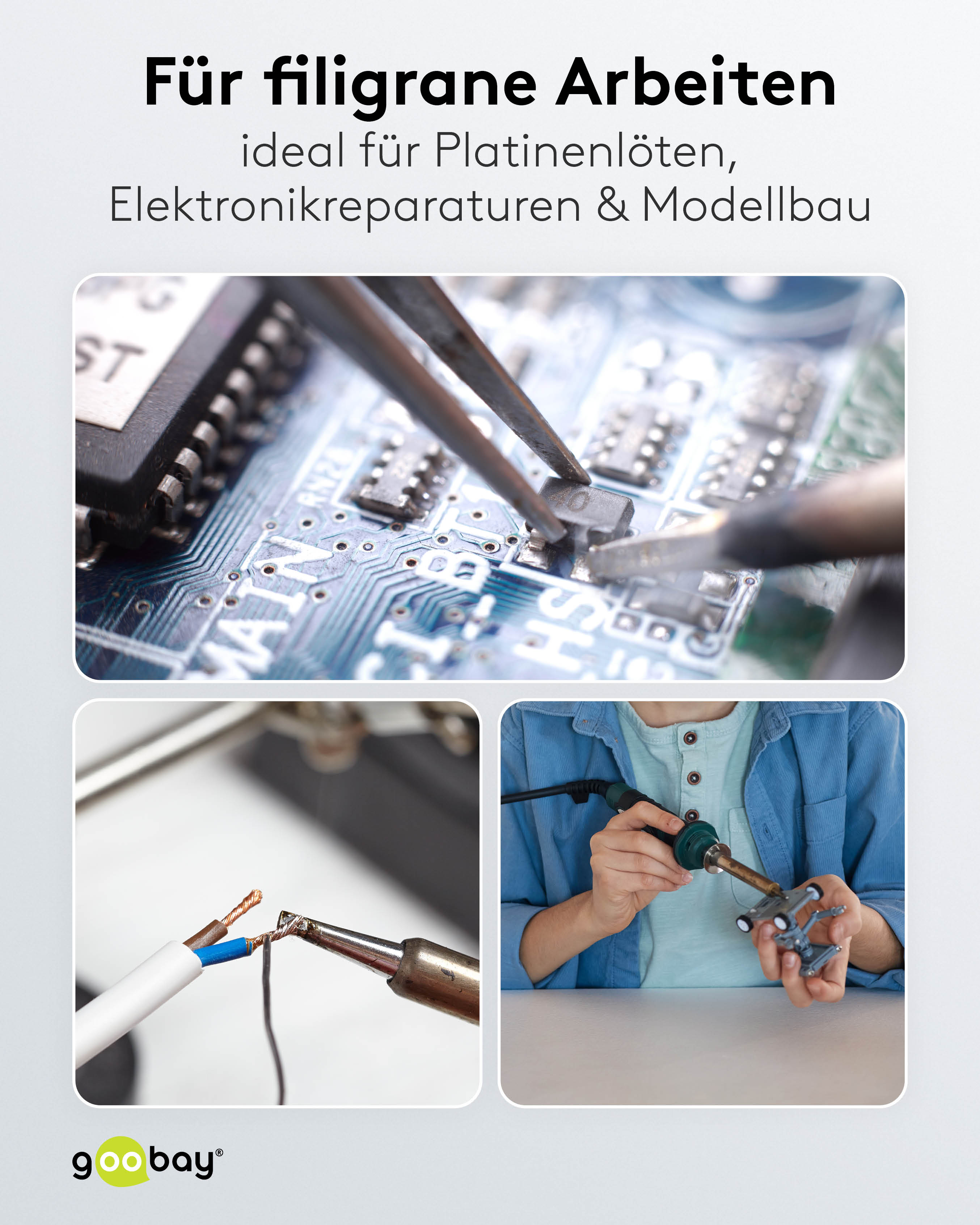 GOOBAY Löthilfe, 76561, mit Schwanenhals-Armen und Lötkolbenständer