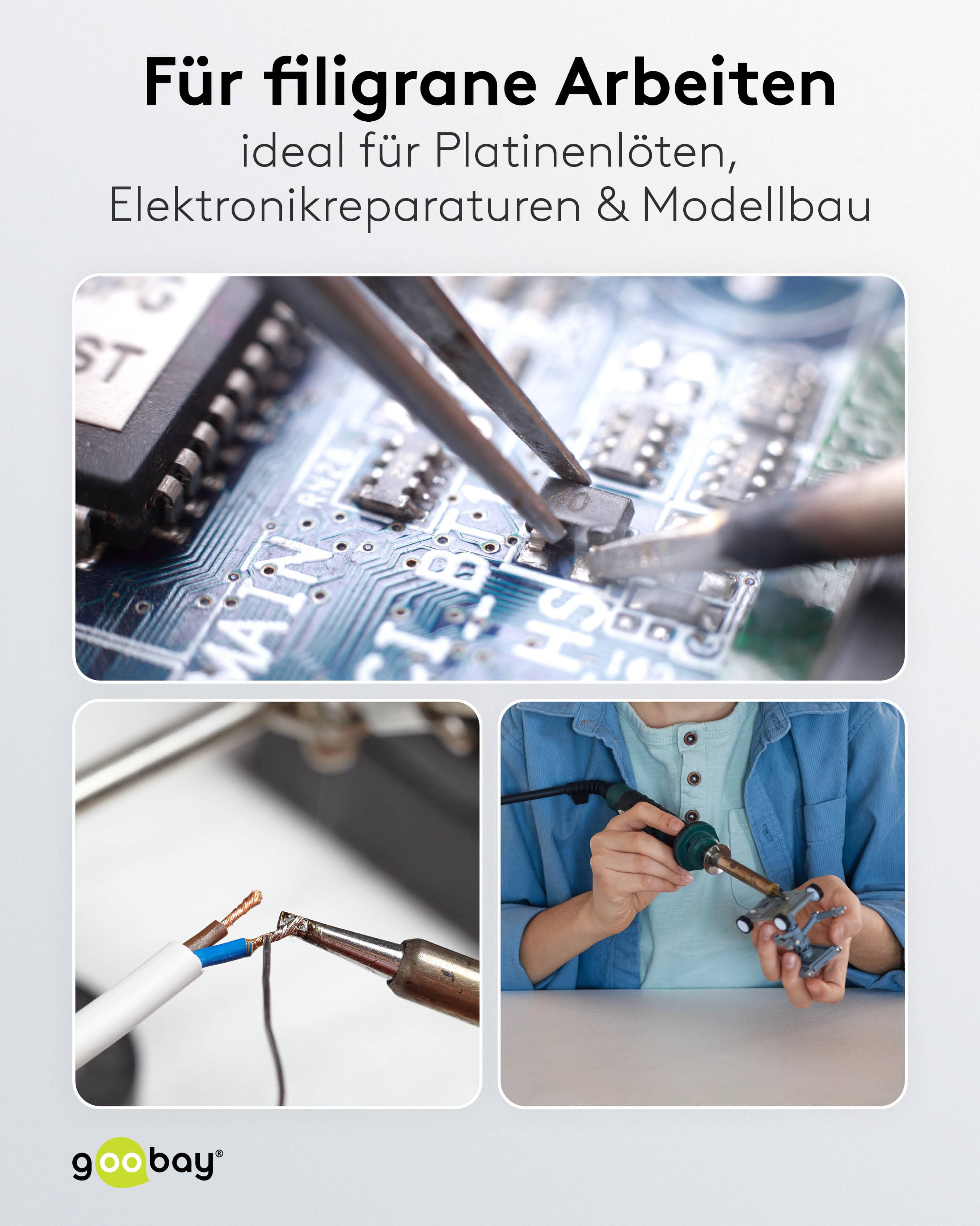 GOOBAY Löthilfe, 76561, mit Schwanenhals-Armen und Lötkolbenständer