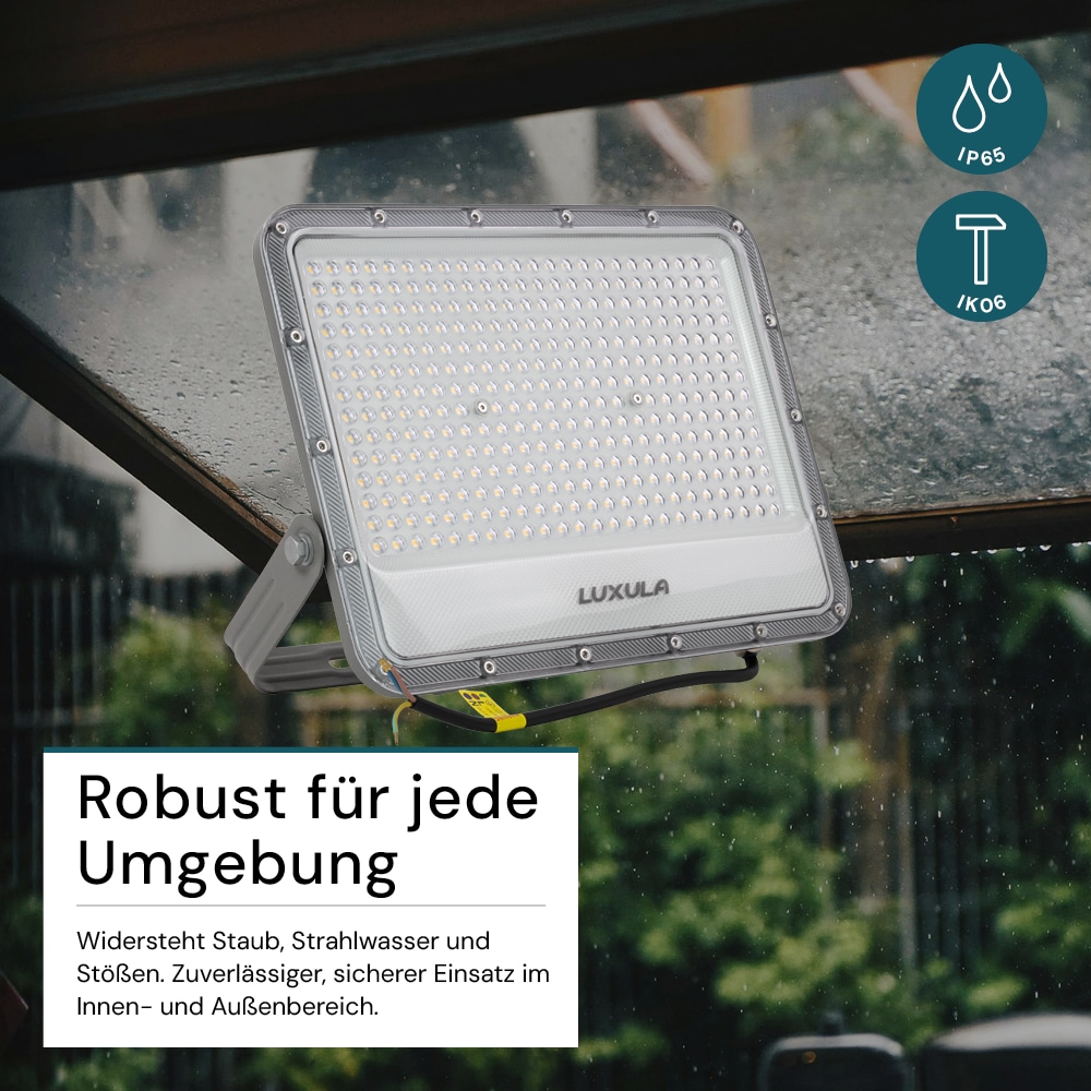 LUXULA LED-Fluter, EEK: E, 200W, 26000lm, 4000K, IP65, grau