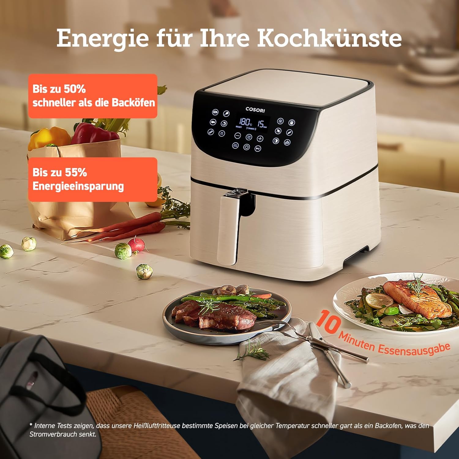COSORI Heißluftfritteuse CP158-AF-RXW, 5,5 l, 1700 W, weiß, 11 Automatikprogramme, Touch-Display, spülmaschinenfest, BPA-frei COSORI Heißluftfritteuse CP158-AF-RXW, 5,5 l, 1700 W, weiß, 11 Automatikprogramme, Touch-Display, spülmaschinenfest, BPA-frei