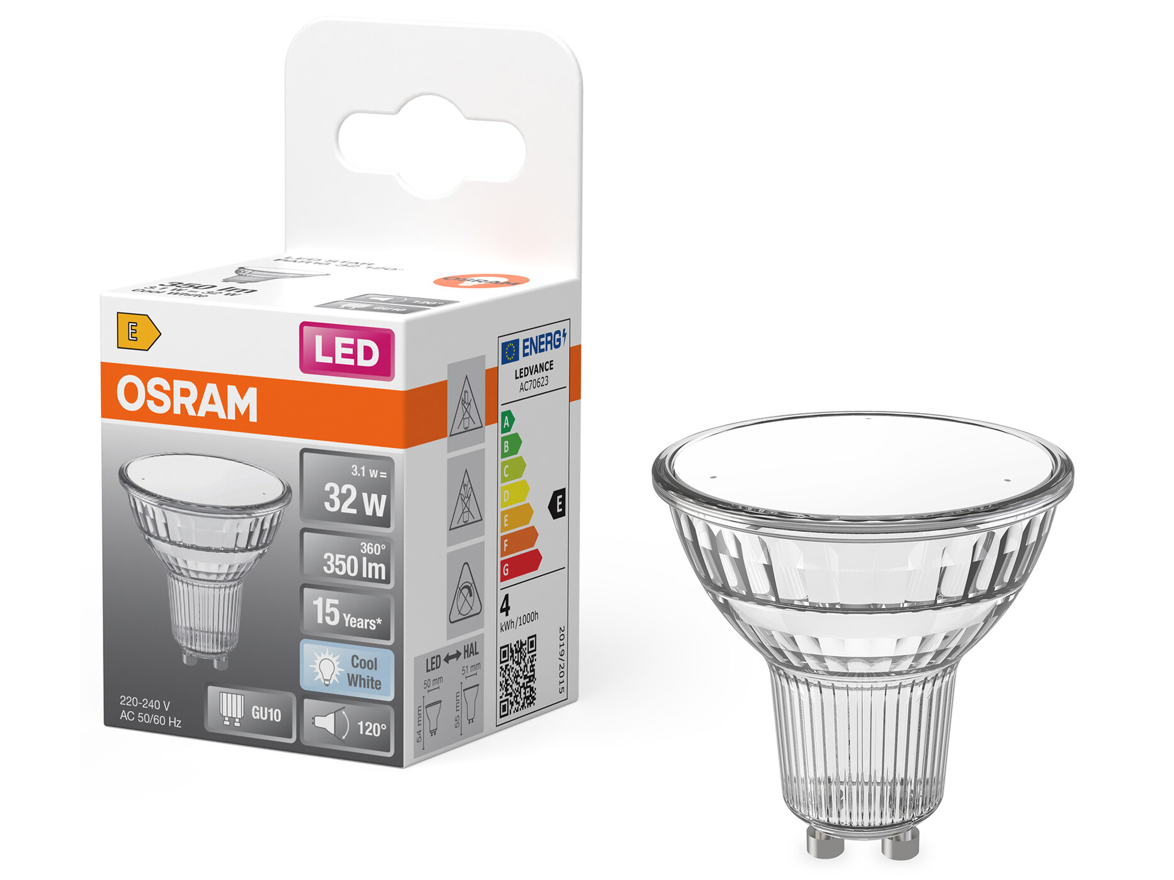 OSRAM LED-Lampe STAR, GU10, 3,1 W, 4000 K, EEK: E, 350 lm, IP20, neutralweiß