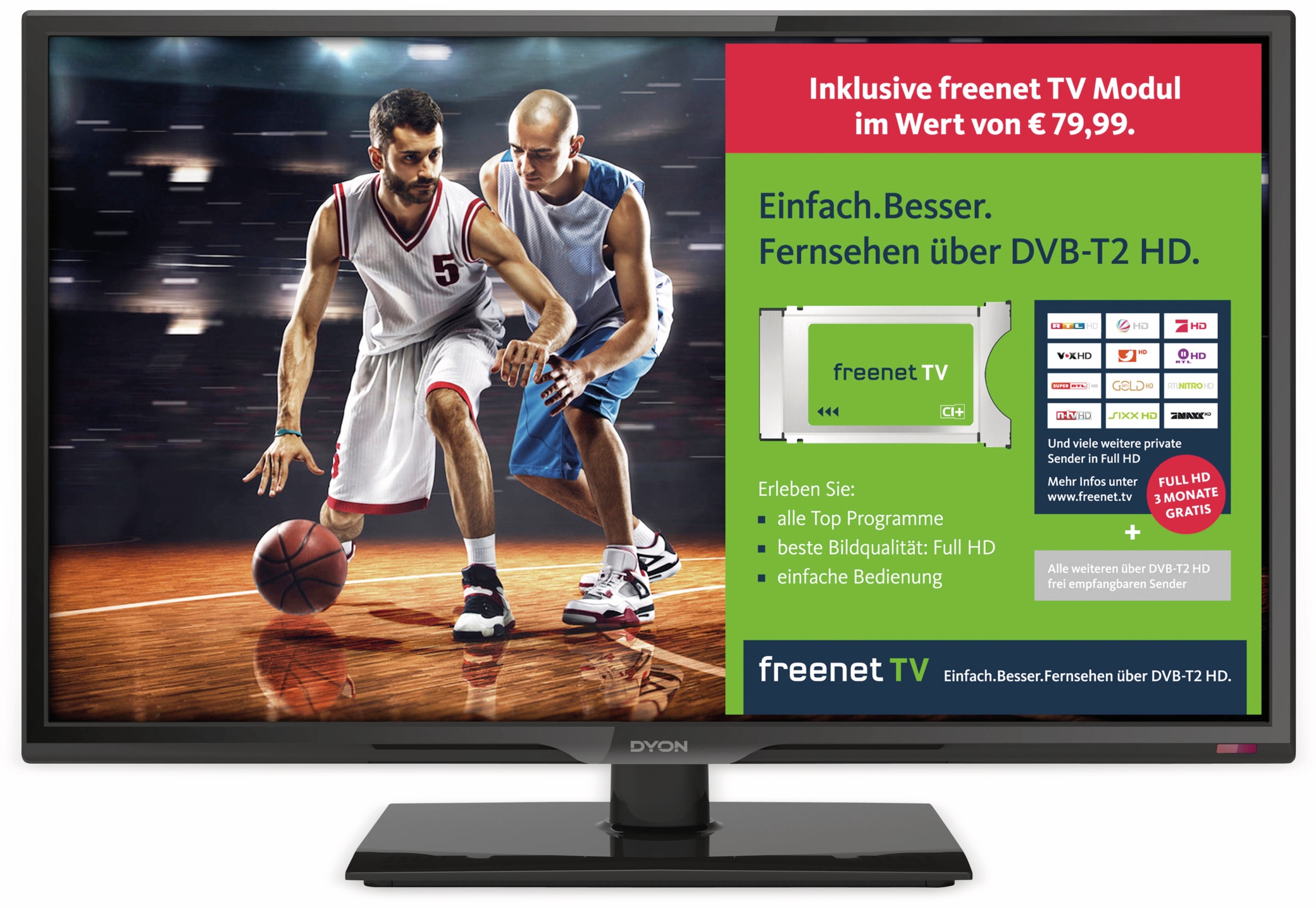 Dyon LED-TV Live 24C Freenet, 60 cm (24"), Full HD, EEK: A