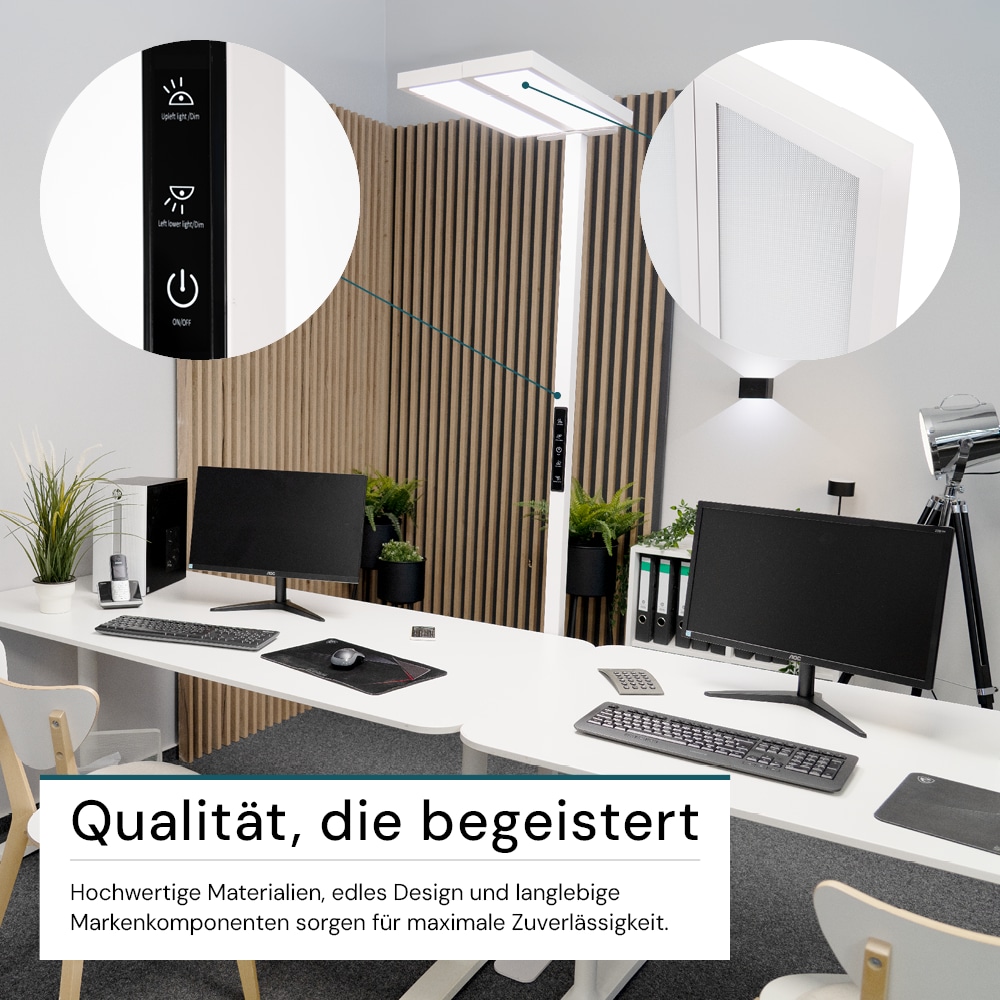 LUXULA LED-Büro-Stehleuchte, Up/Down, 120W, 4000K, EEK: F, 8500lm, IP20, dimmbar, weiß