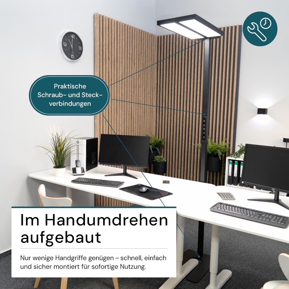 LUXULA LED-Büro-Stehleuchte, Up/Down, 120W, 4000K, EEK: F, 8500lm, IP20, dimmbar, schwarz