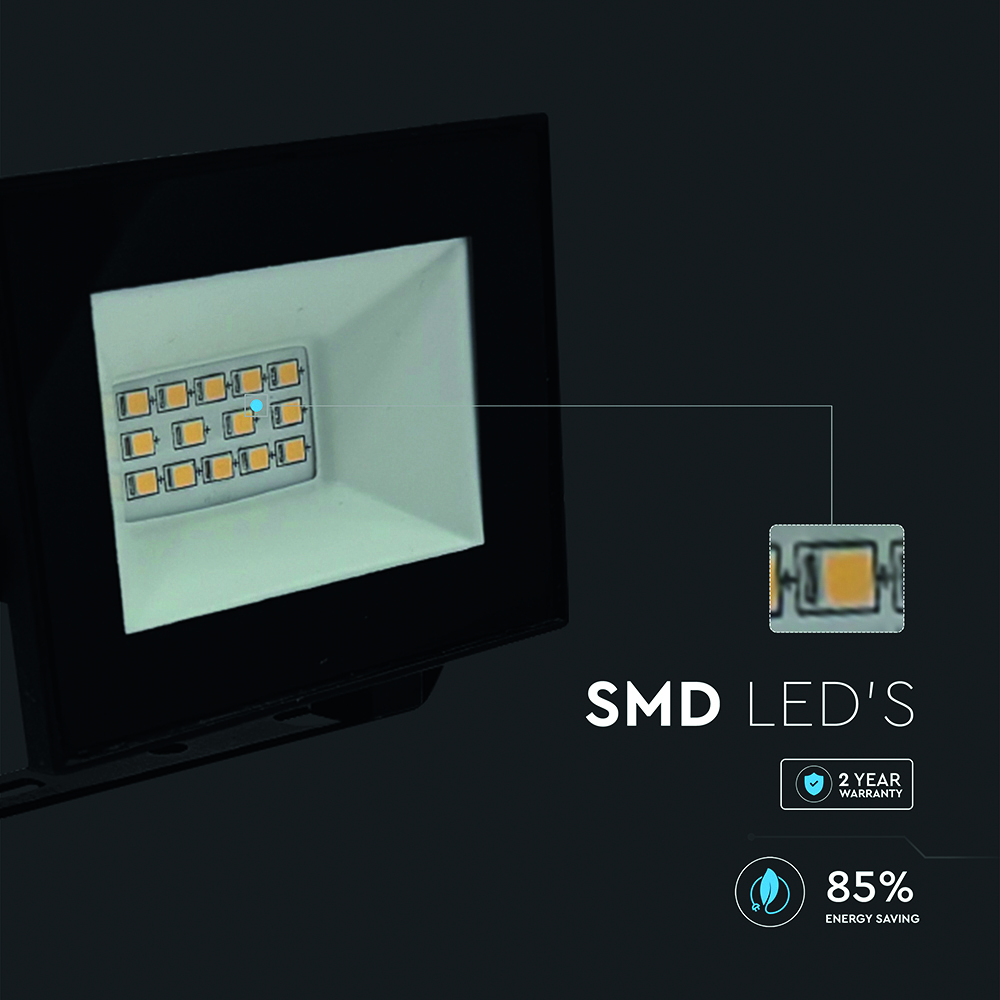 V-TAC LED-Fluter, VT-44012, 10 W, 4000K, EEK: F, 730 lm, neutralweiß, IP65, schwarz
