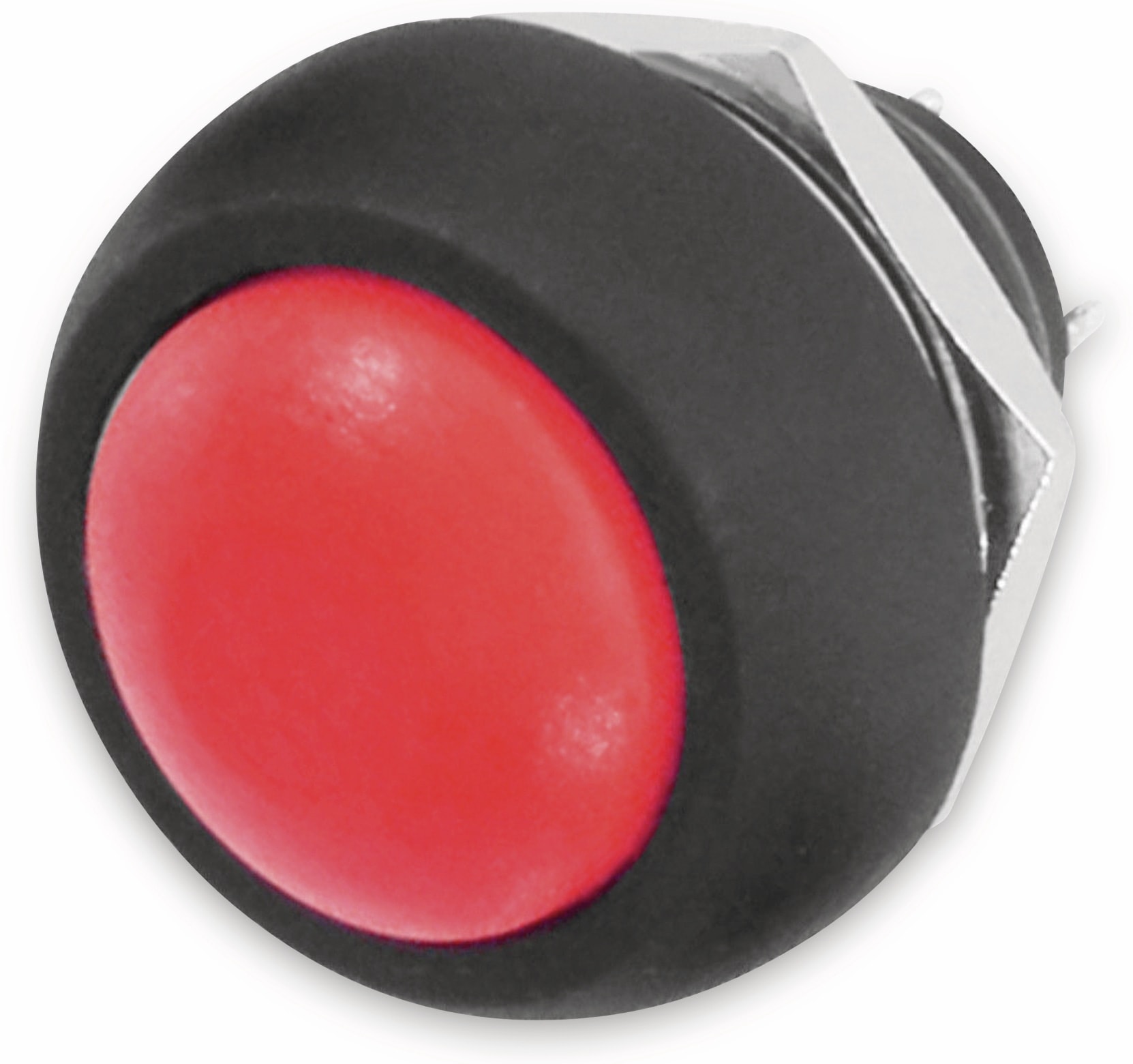 Drucktaster rot Ø 17,5mm, 36V/1A, 1-polig, Schließer, Lötanschluss Drucktaster rot Ø 17,5mm, 36V/1A, 1-polig, Schließer, Lötanschluss