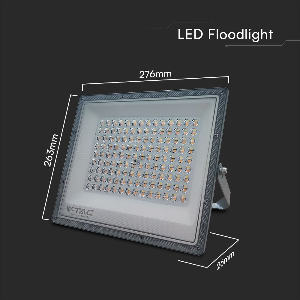 V-TAC LED-Fluter, VT-44050, EEK: F, 100 W, 8150 lm, CCT, IP65, grau