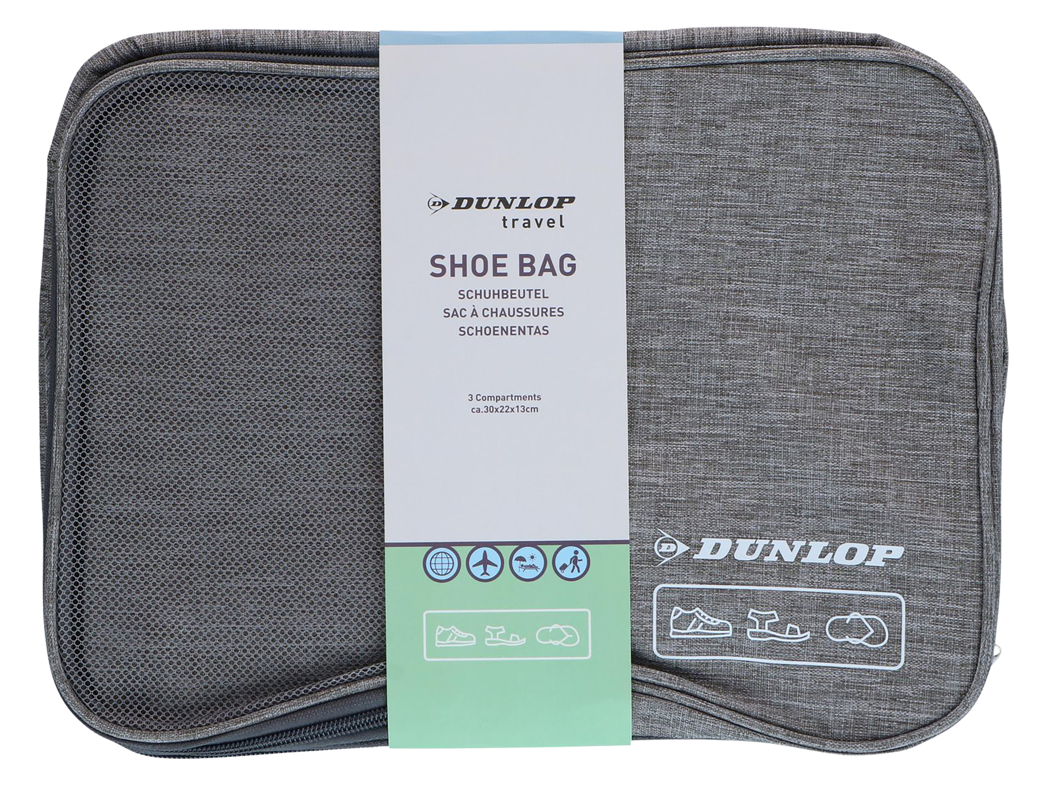 DUNLOP Schuhtasche, 30x22x13 cm, Schwarz, Grau, Blau DUNLOP Schuhtasche, 30x22x13 cm, Schwarz, Grau, Blau