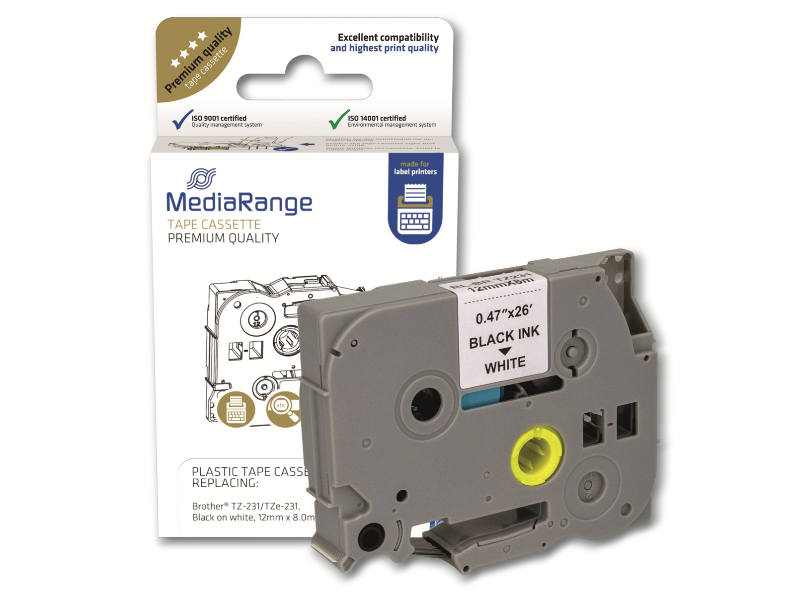 MEDIARANGE Schriftband MRBTZ231, ersetzt Brother TZ-231/TZe-231 MEDIARANGE Schriftband MRBTZ231, ersetzt Brother TZ-231/TZe-231