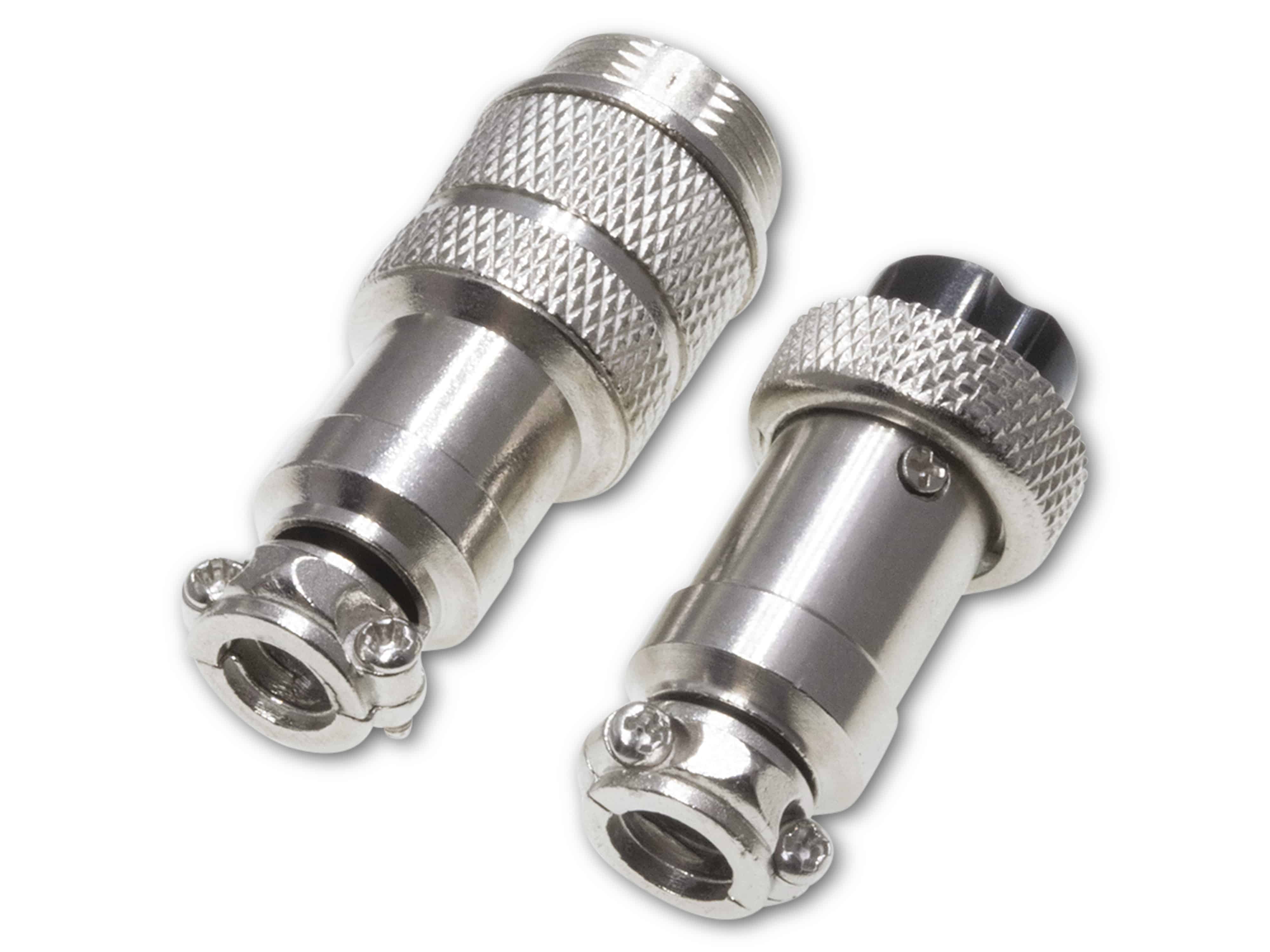 Rundsteckverbinder, 7-polig, 30V, 1A, Lötanschluss, IP55, wire to wire, 1 Stecker + 1 Buchse Rundsteckverbinder, 7-polig, 30V, 1A, Lötanschluss, IP55, wire to wire, 1 Stecker + 1 Buchse