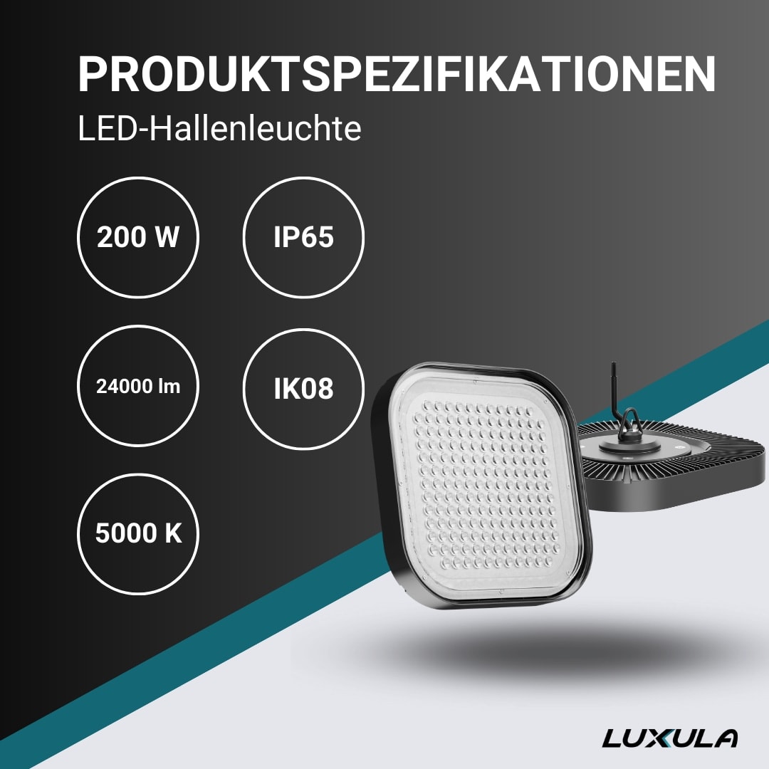 LUXULA LED-HighBay-Leuchte, EEK: E, 200 W, 24000 lm, 5000 K, schwarz LUXULA LED-HighBay-Leuchte, EEK: E, 200 W, 24000 lm, 5000 K, schwarz