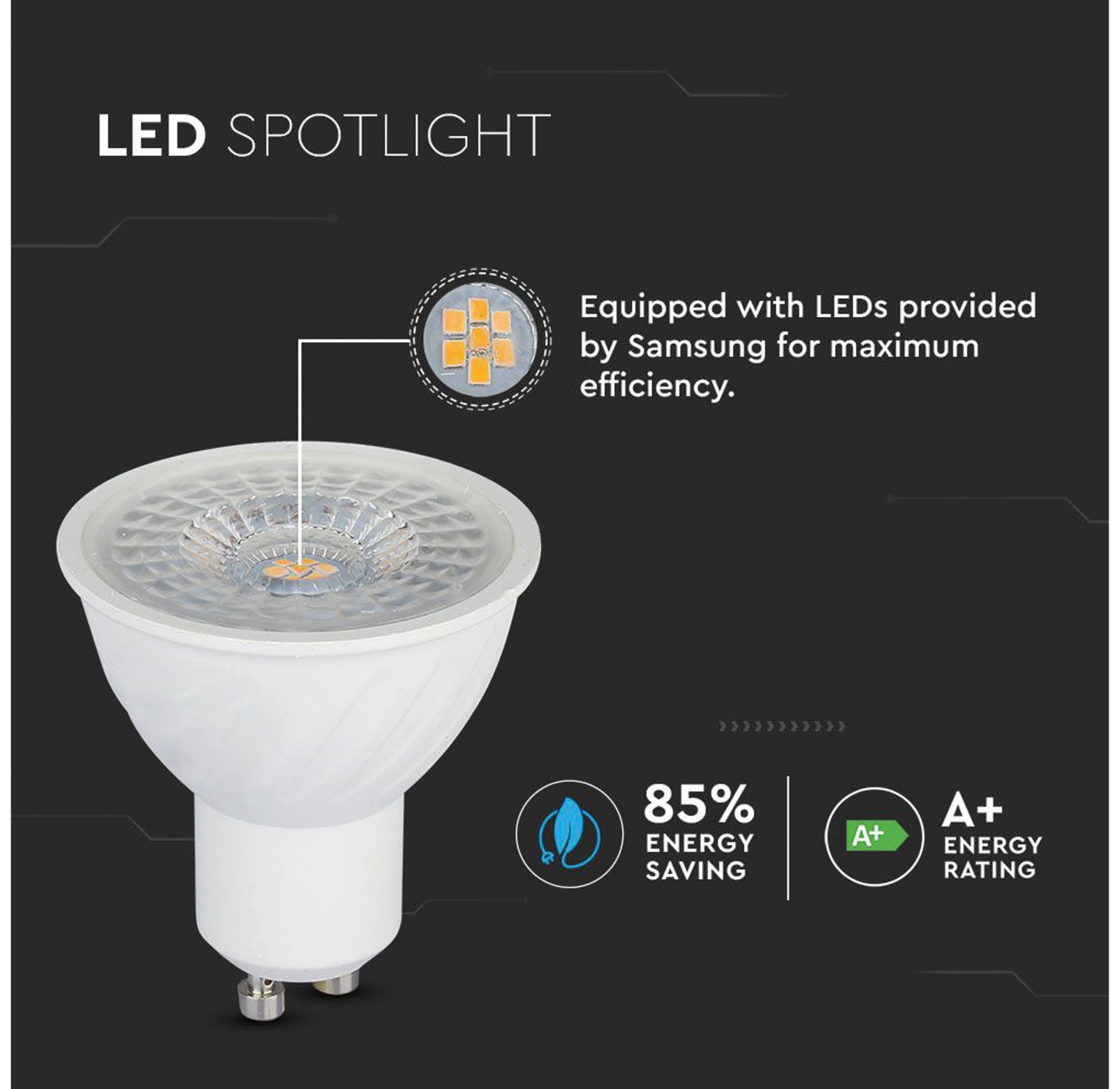 V-TAC LED-Lampe VT-247 (192), GU10, EEK: G, 6,5 W, 480 lm, 3000 K, 10 Stück V-TAC LED-Lampe VT-247 (192), GU10, EEK: G, 6,5 W, 480 lm, 3000 K, 10 Stück