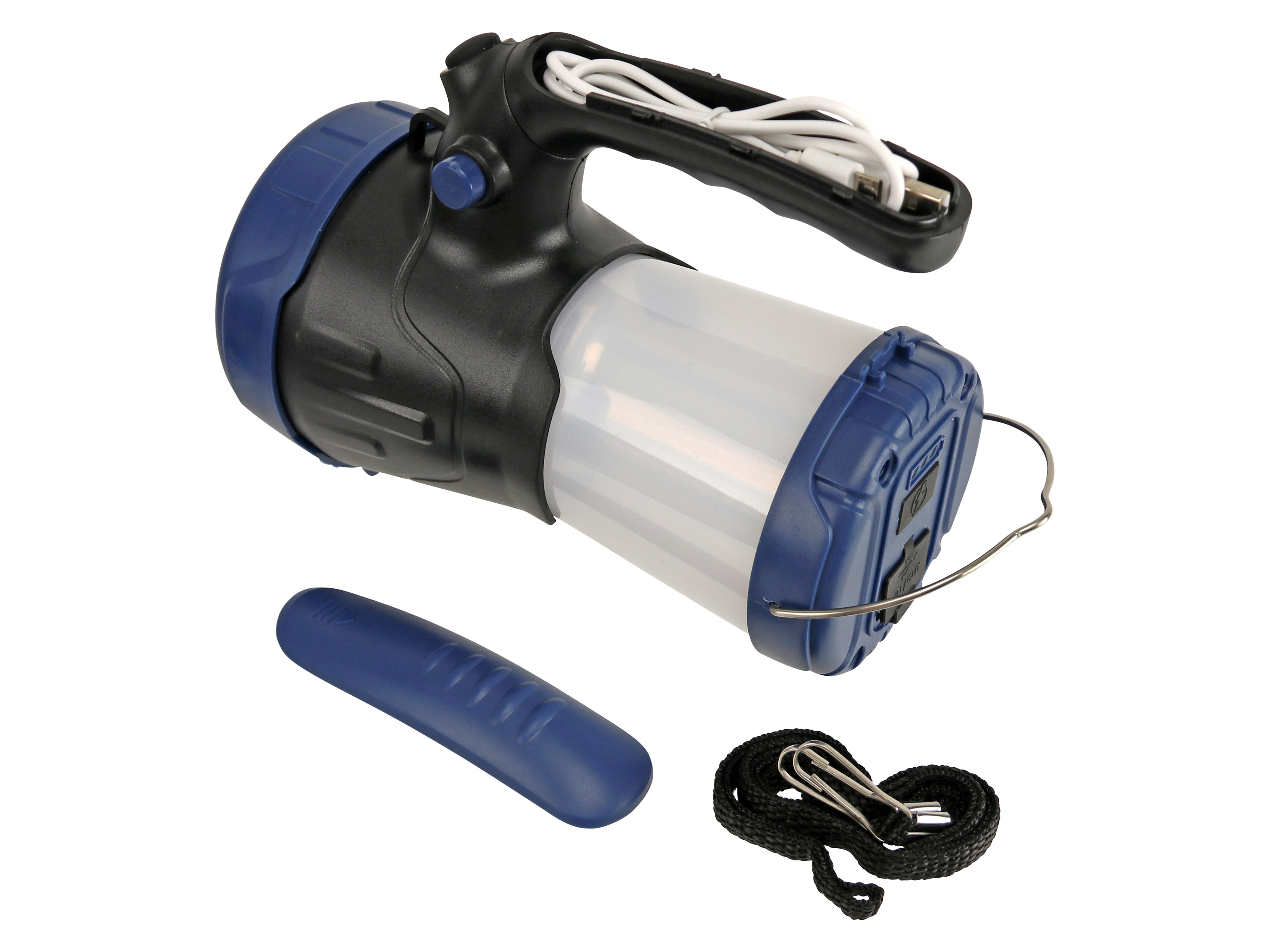 Campingleuchte, 3 W, 300...350 lm, zwei Helligkeitsstufen, blau/schwarz