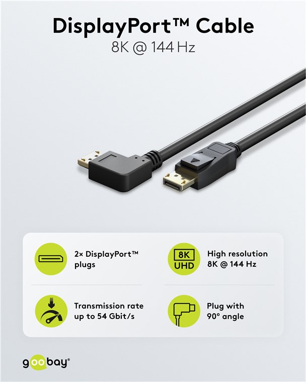 GOOBAY DisplayPort-Kabel 2.0/2.1 77053 54 Gbit/s 8K 144Hz 2m
