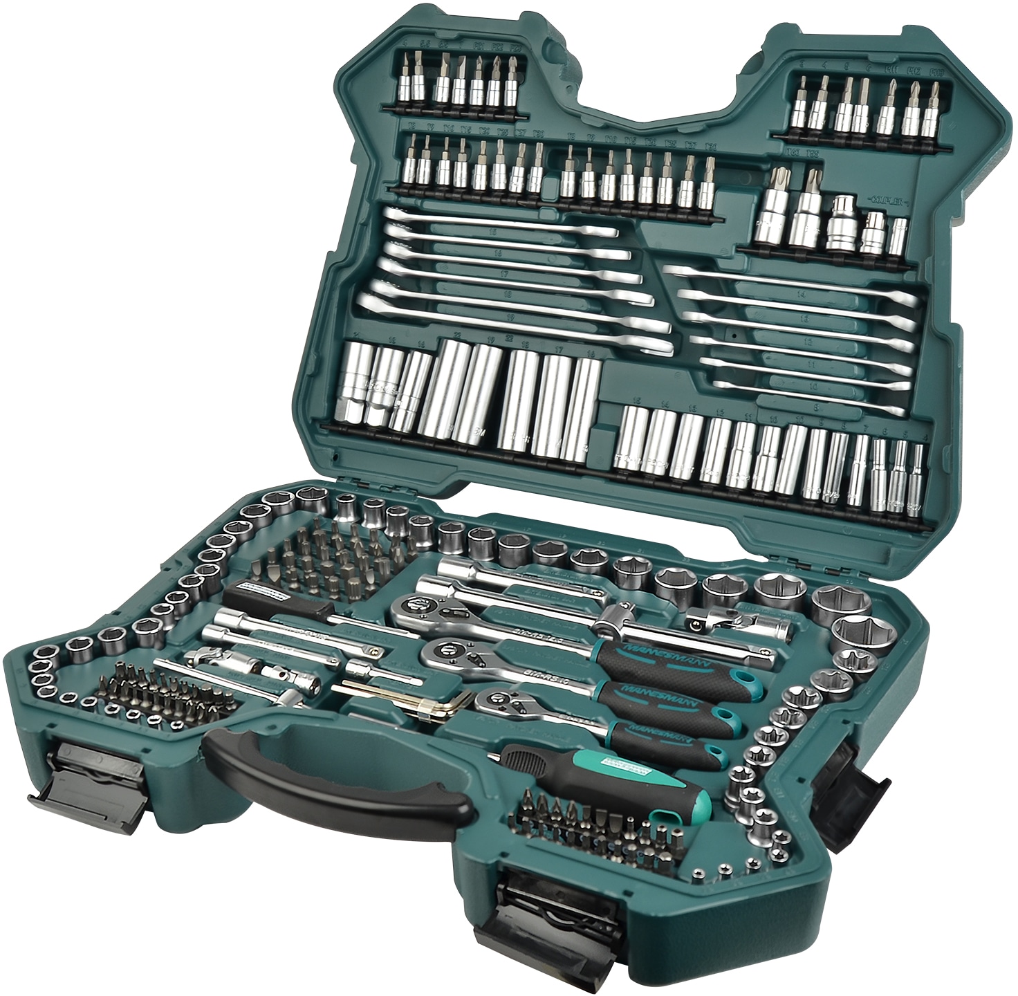 BRÜDER MANNESMANN Steckschlüssel-Satz, 215-tlg, 1/4"+3/8"+1/2"
