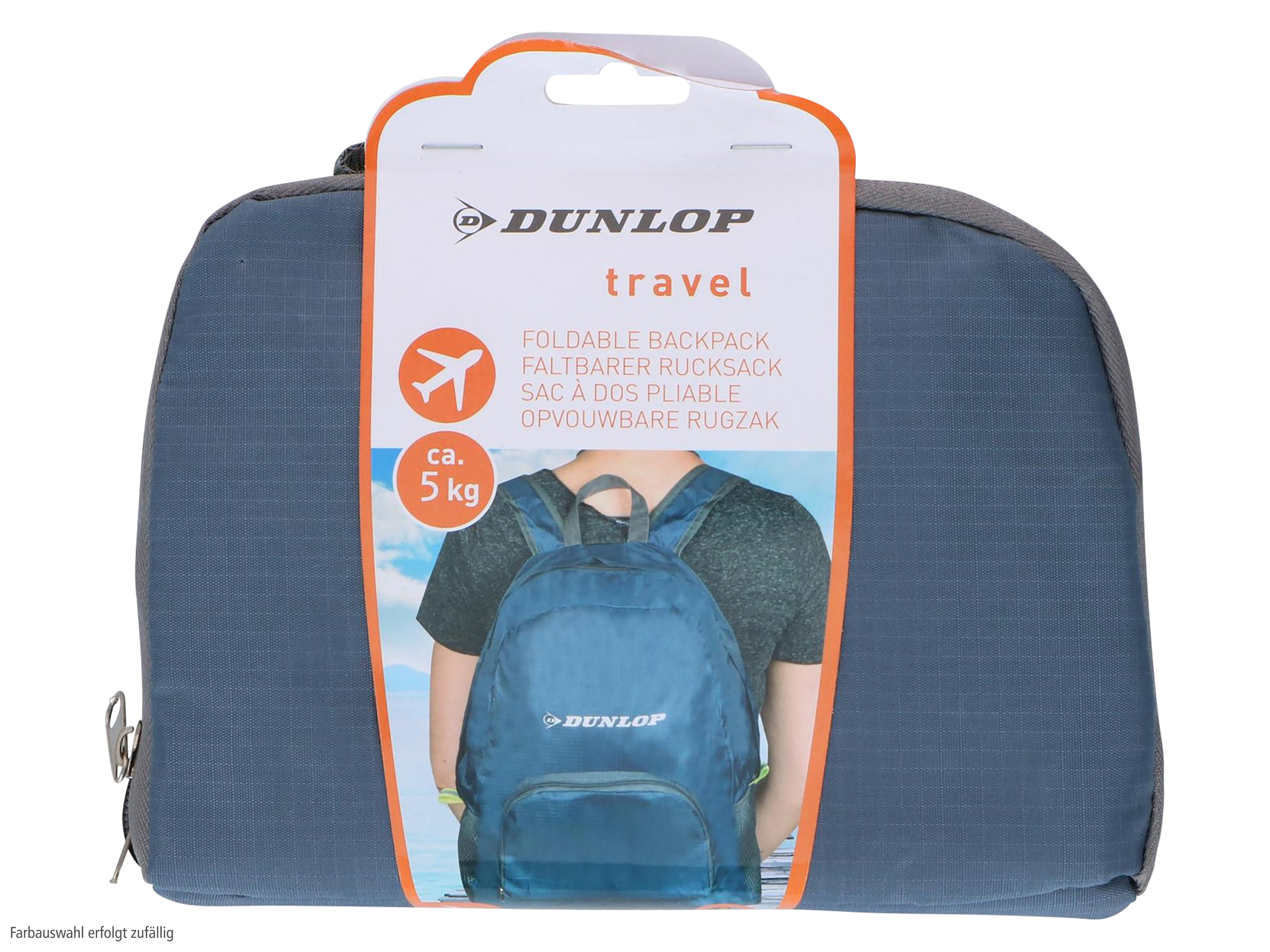 DUNLOP Rucksack, faltbar, Hellblau, Dunkelblau, Gelb