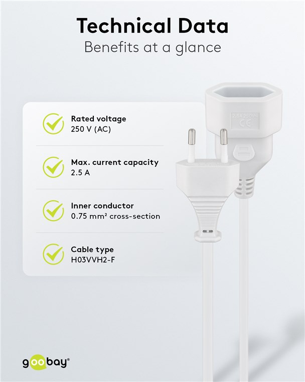 GOOBAY Euro-Verlängerung, 5 m, schwarz