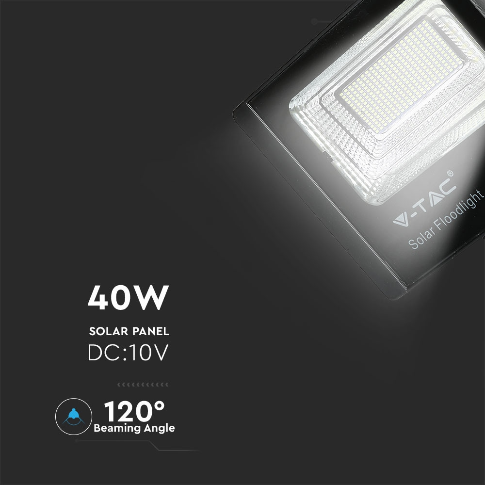 V-TAC Solar LED-Fluter VT-200W, 40 W, 4000 K, mit Panel + Fernbedienung V-TAC Solar LED-Fluter VT-200W, 40 W, 4000 K, mit Panel + Fernbedienung