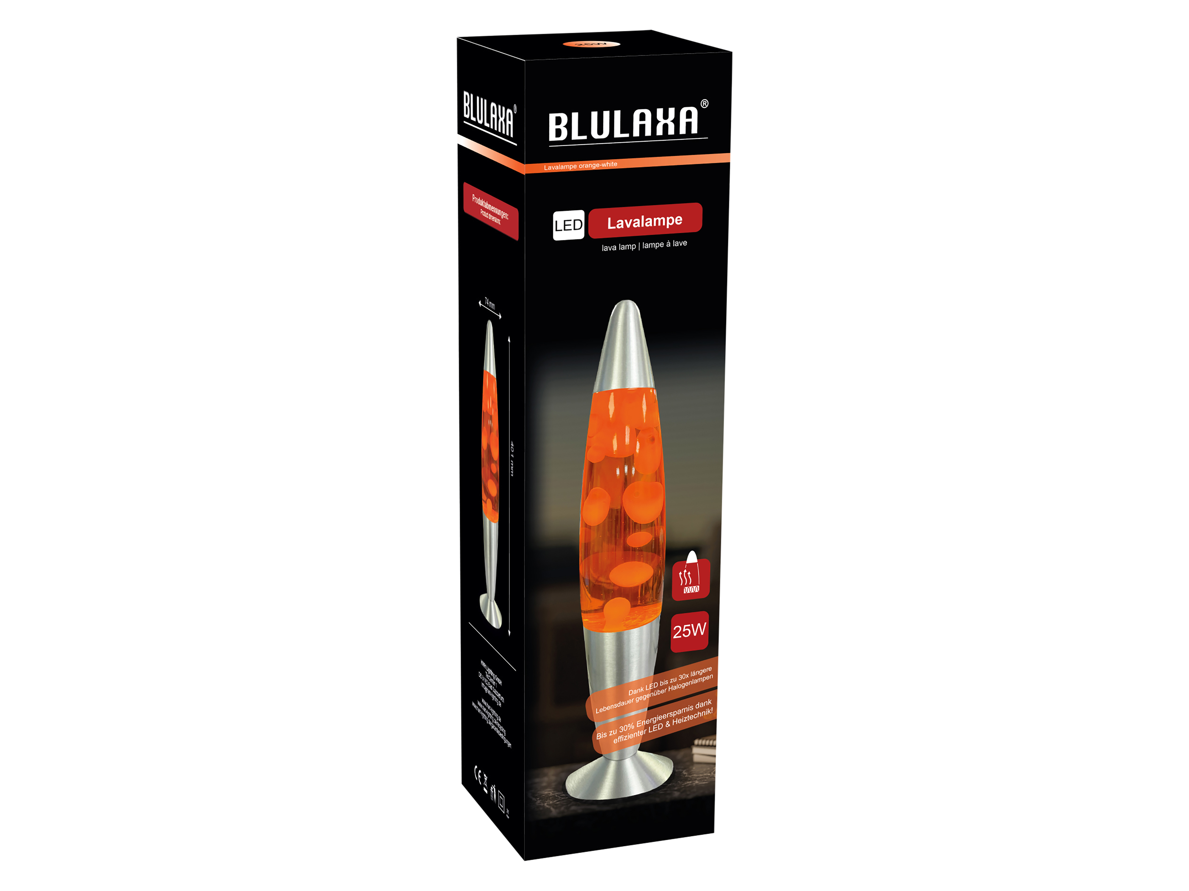 BLULAXA LED-Lava-Tischleuchte, 49985, 25W, 40 cm, weiß/orange