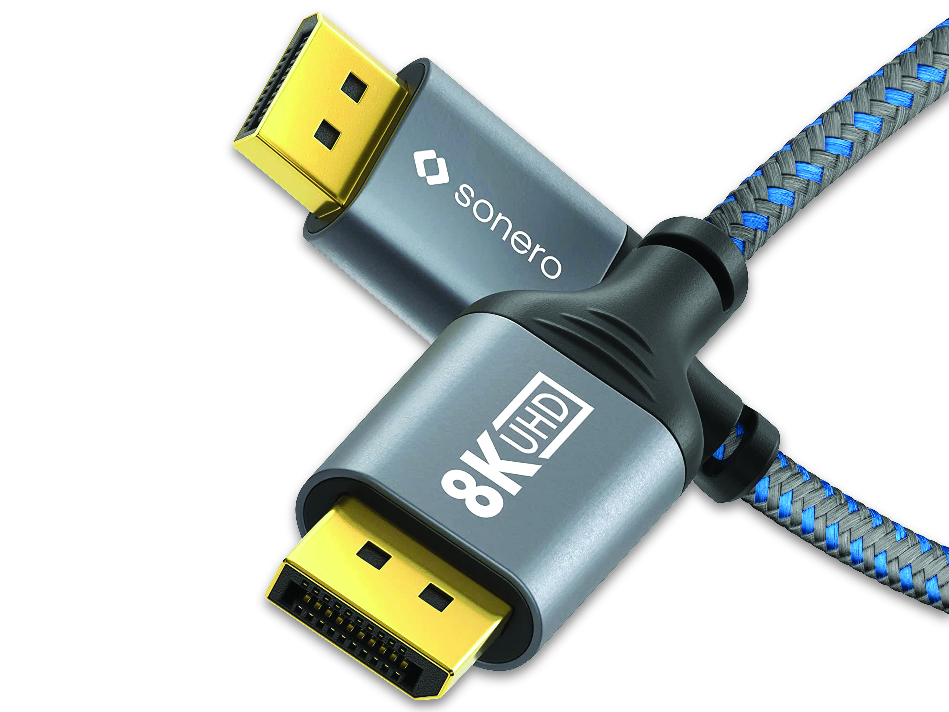 SONERO DisplayPort-Kabel, Stecker/Stecker, 8K60, grau/blau, 2 m