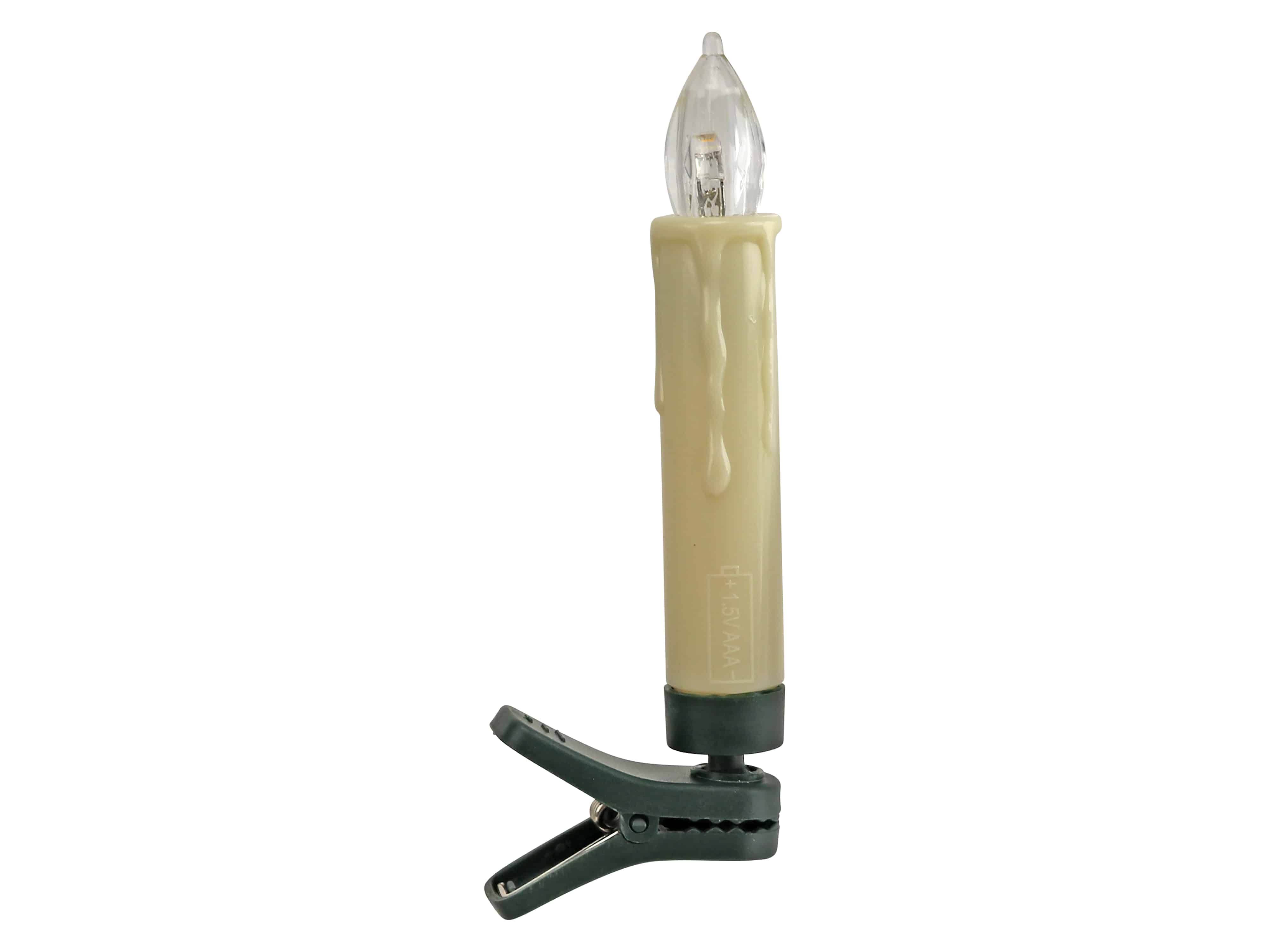 Kabellose LED-Christbaumkerzen, warmweiß, RGB, Dimmbar, Flackerfunktion, 15 Stück