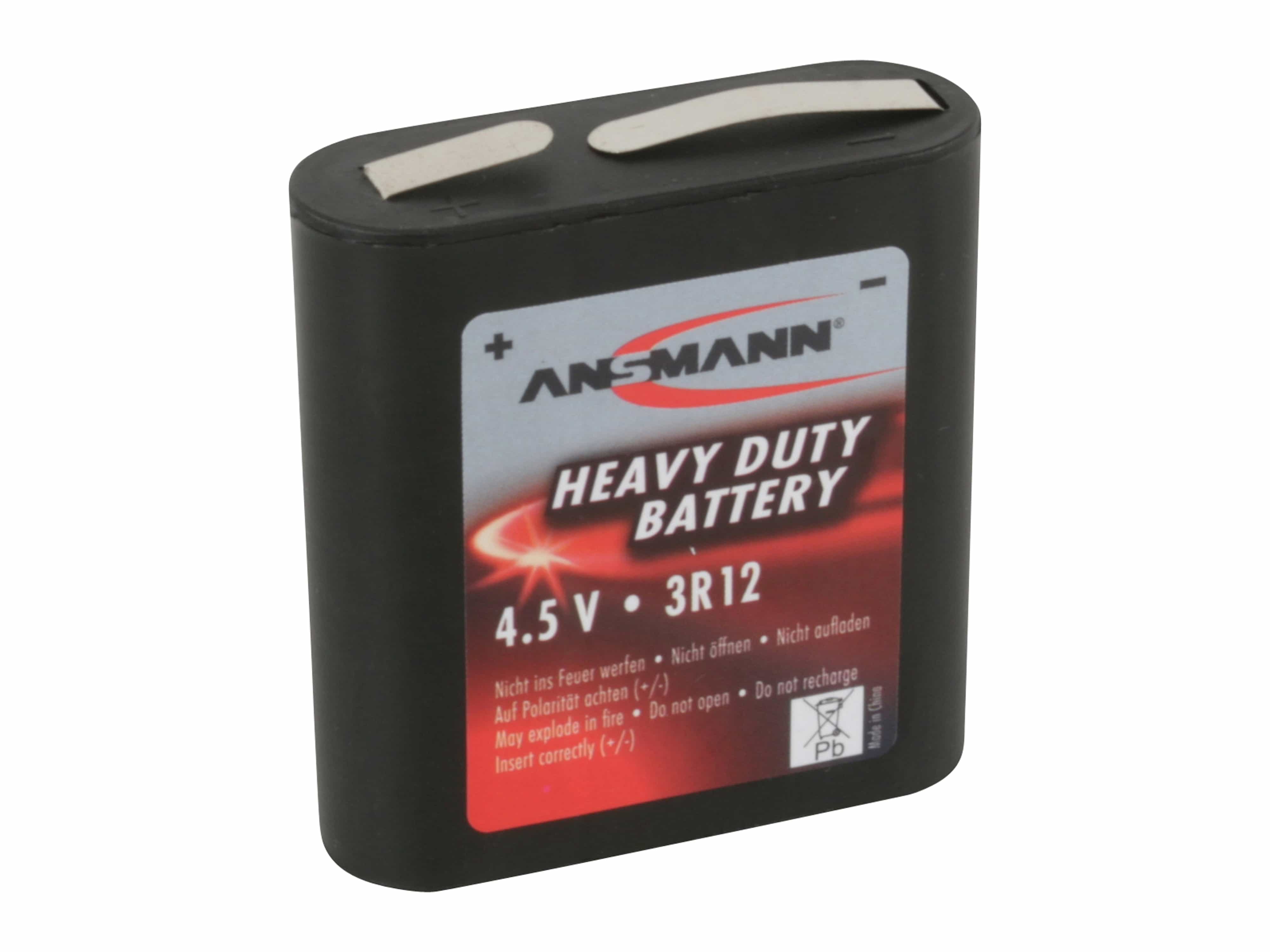 ANSMANN Flachbatterie 3R12, Zink-Kohle, 4,5 V, 2000mAh