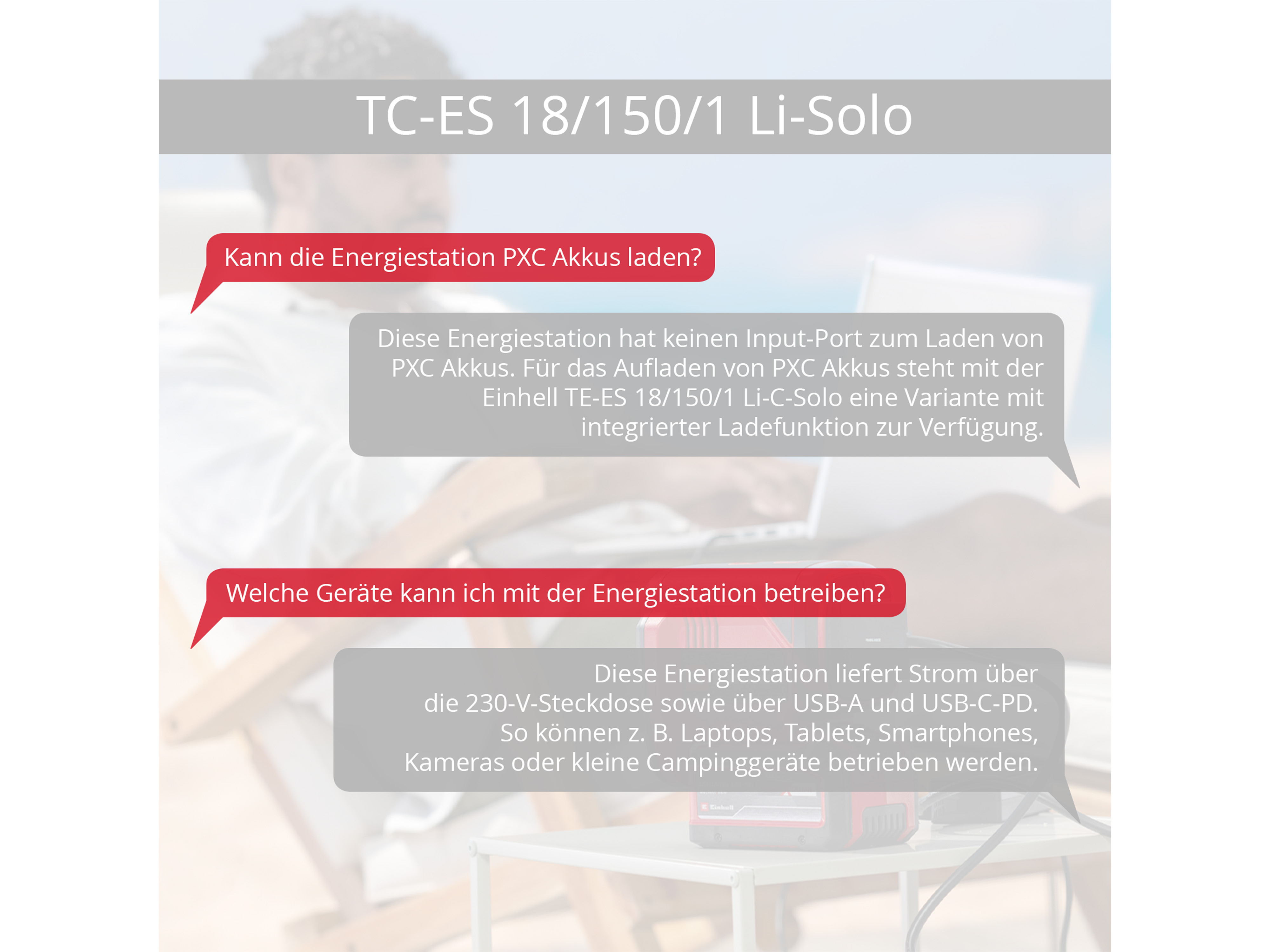 EINHELL Akku-Energiestation TC-ES, 18/150/1 Li - Solo, 1091320