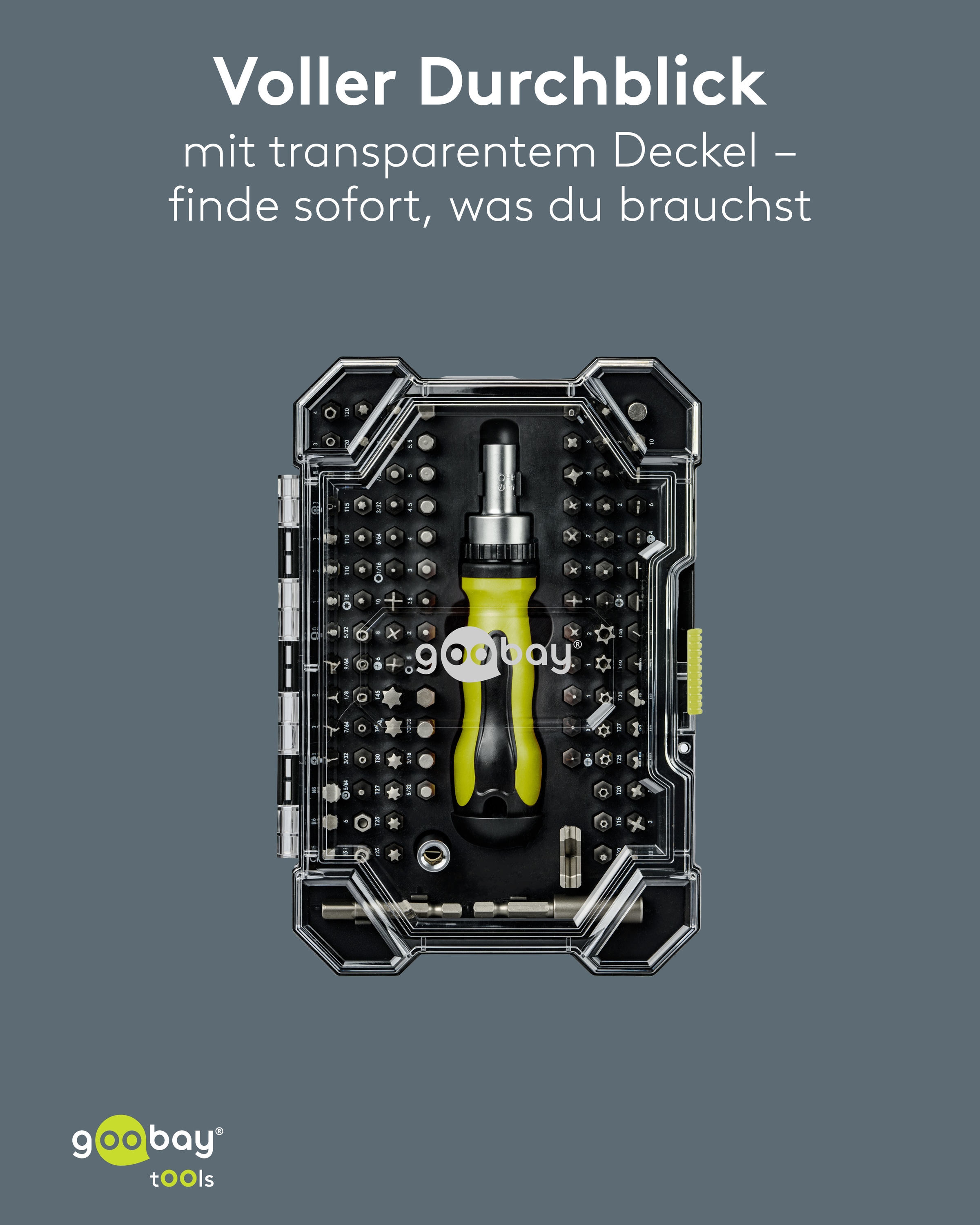 GOOBAY TOOLS Schraubendreher-Set, 77844, mit 100-tlg. Bitsatz