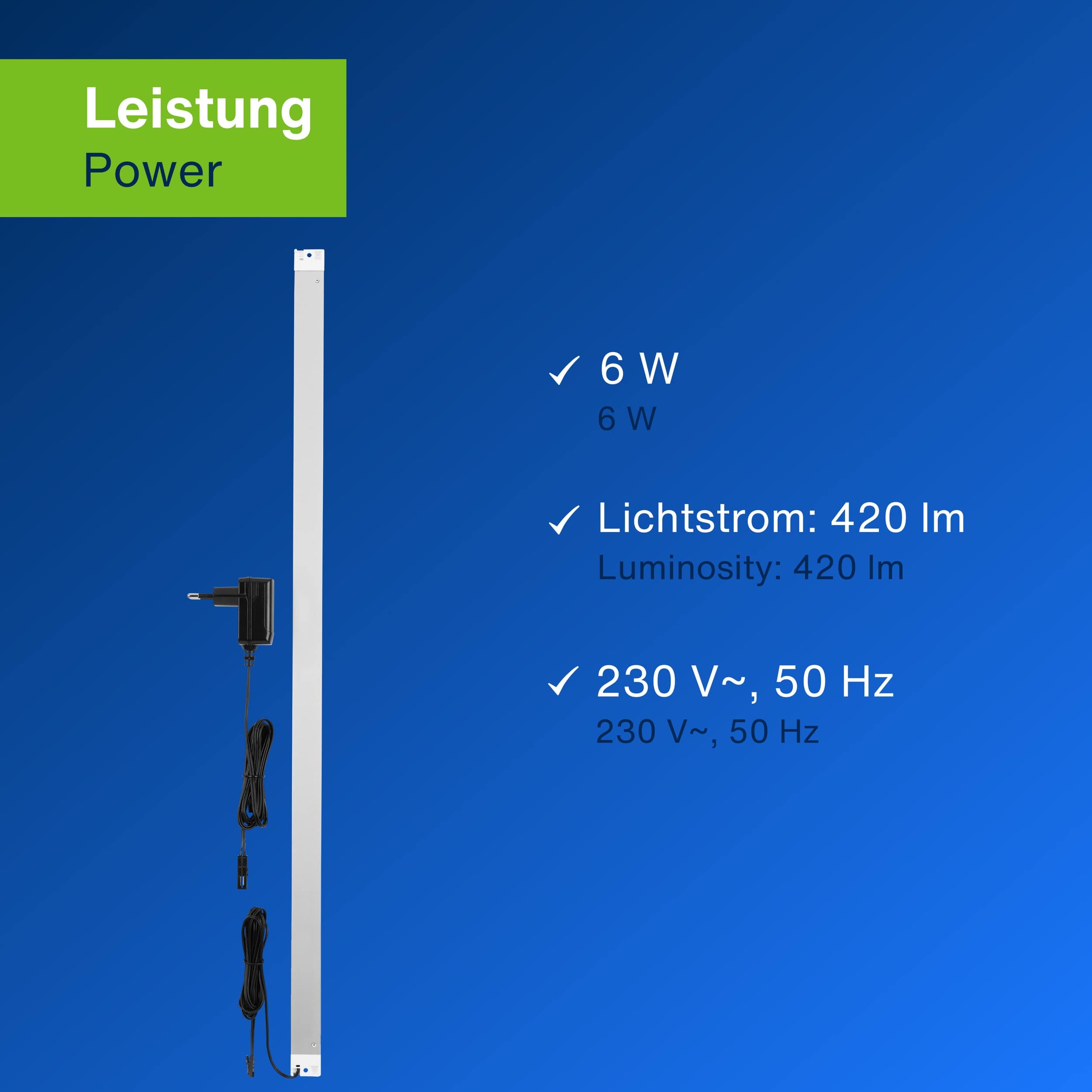 REV LED-Unterbauleuchte Mini Slim, 6W, 3000K, 420lm, warmweiß, IP20, 60 cm
