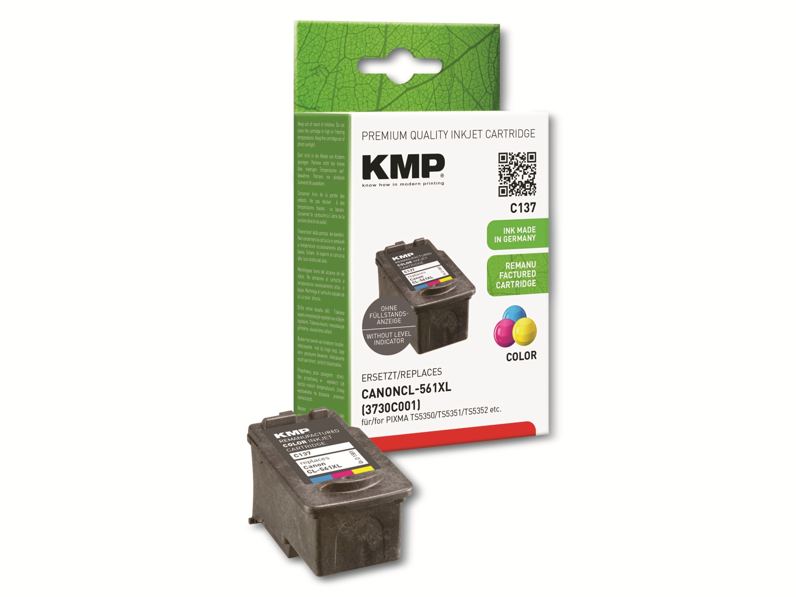 Tintenpatrone KMP C137, 3-color, für Canon Pixma