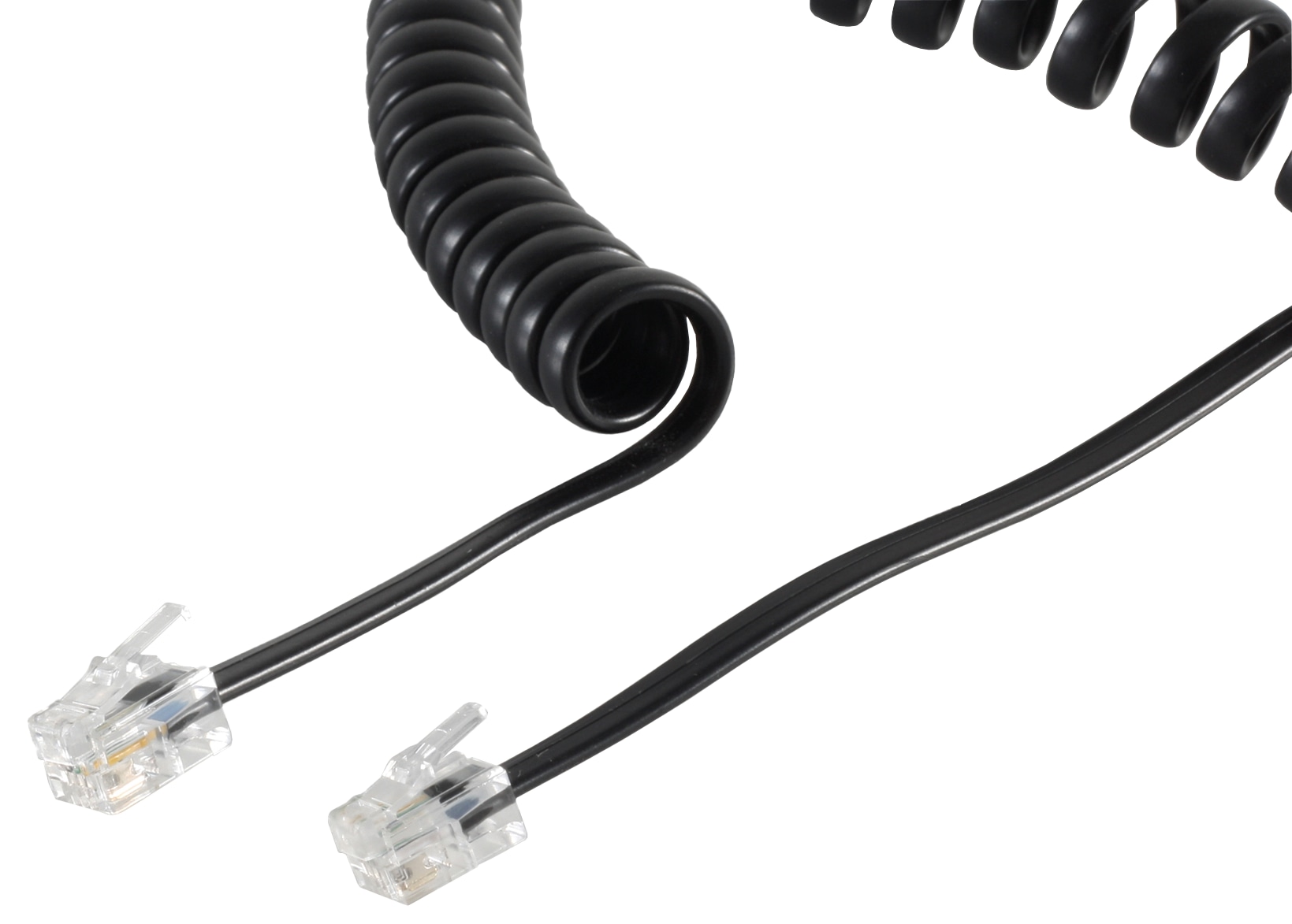 S-IMPULS Telefonhörer-Spiralkabel Western-Stecker 4/4 Spiral schwarz 7,5m