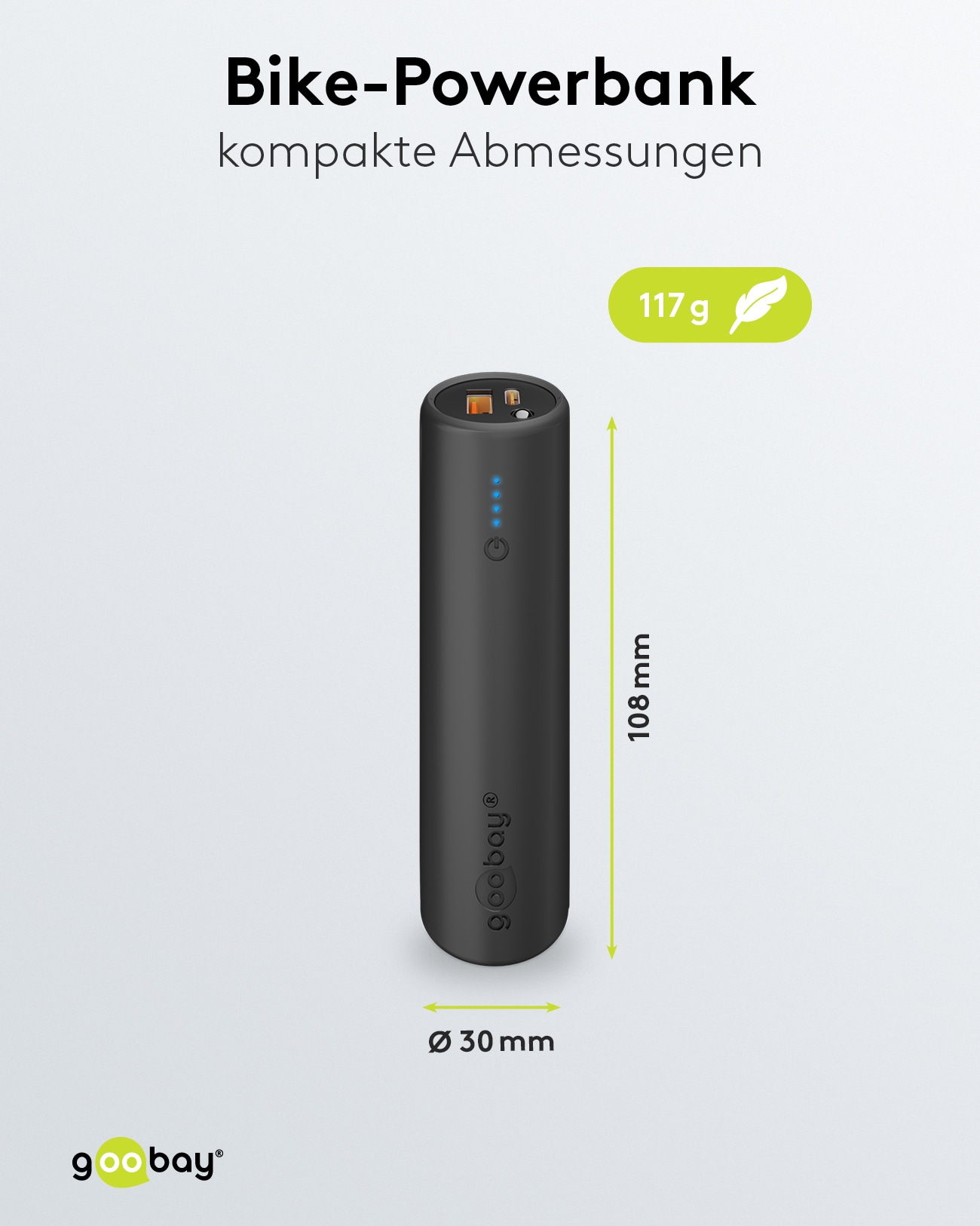 GOOBAY Bike Powerbank 60656, 5000mAh, QC/PD, mit Halterung
