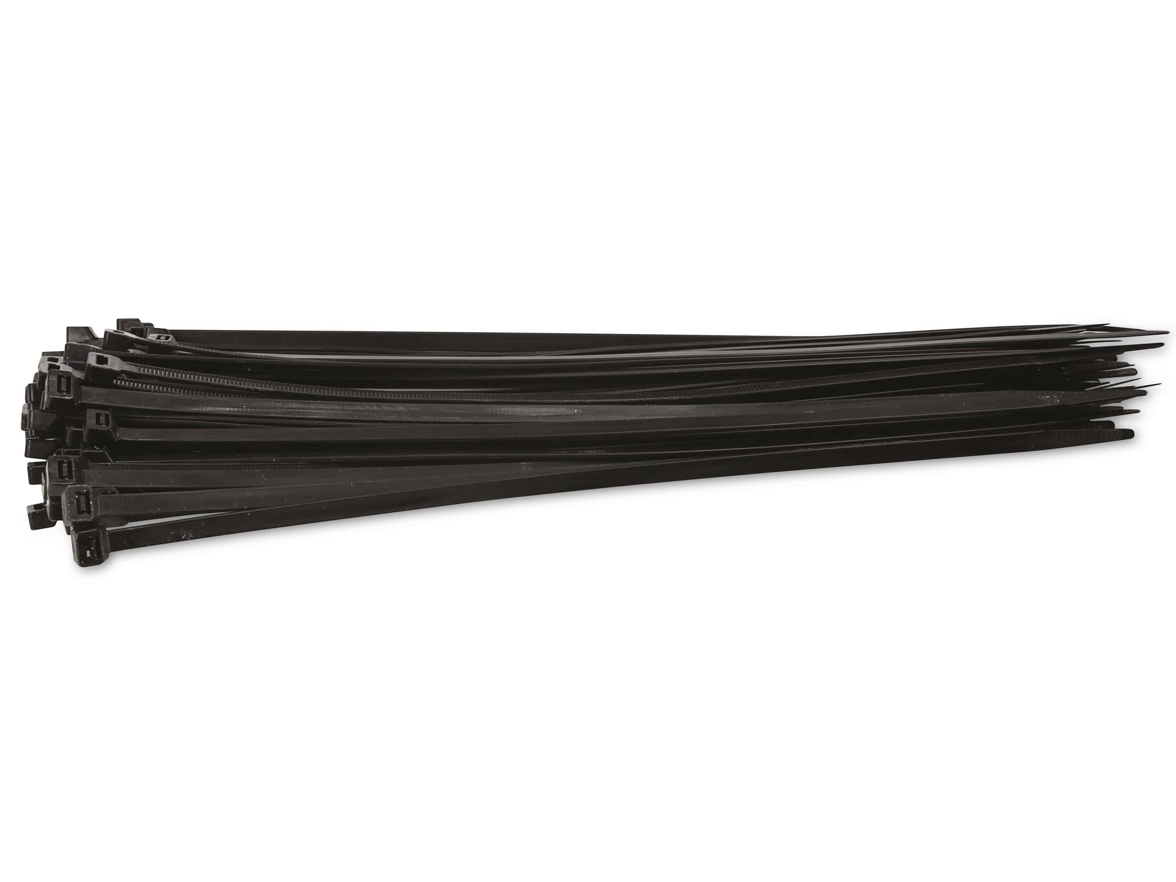 KSS Kabelbinder-Sortiment Polyamid 6.6, schwarz, 380x7,6, UV-beständig, 100 Stück