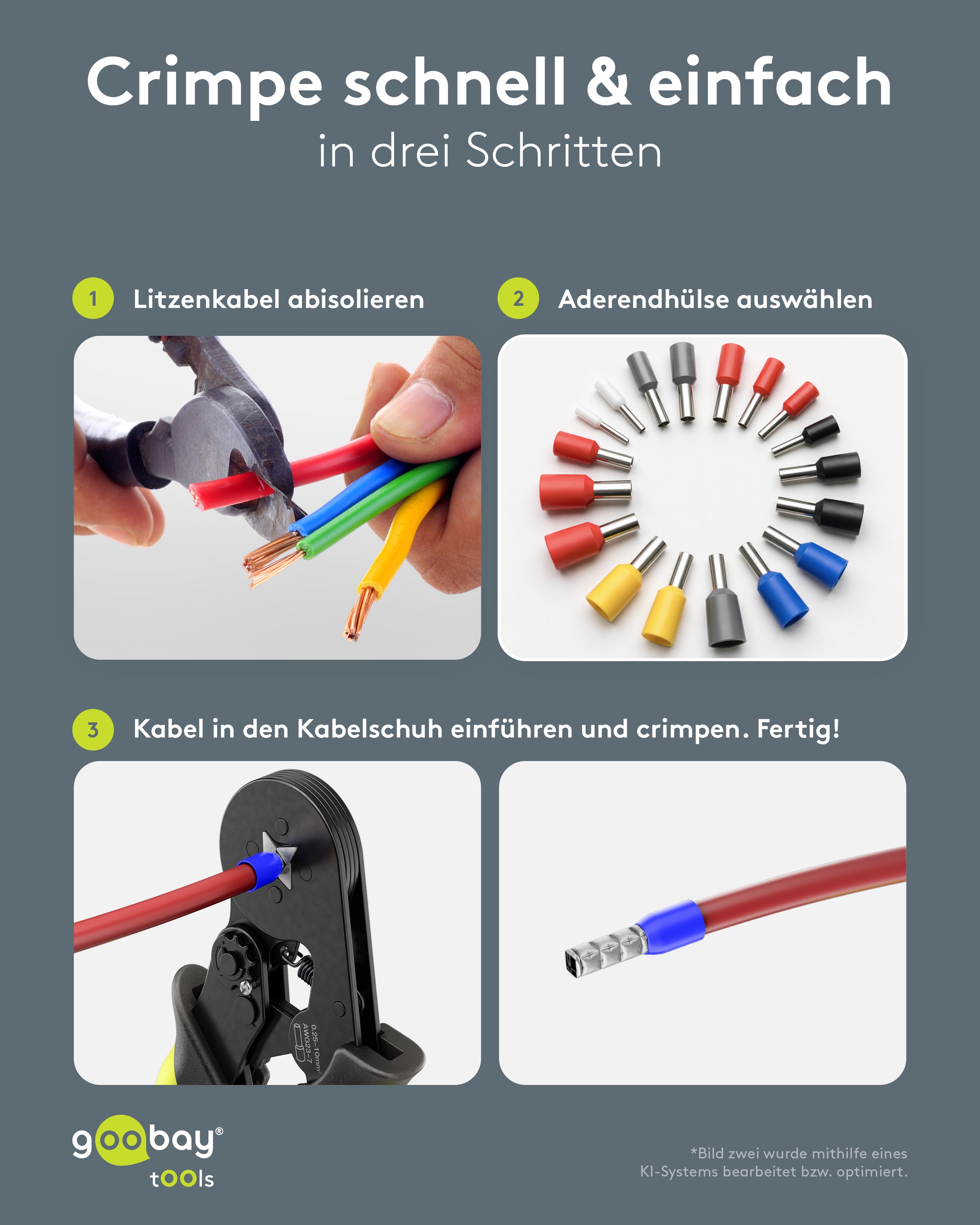 GOOBAY TOOLS Vierkant-Crimpzange für Aderendhülsen
