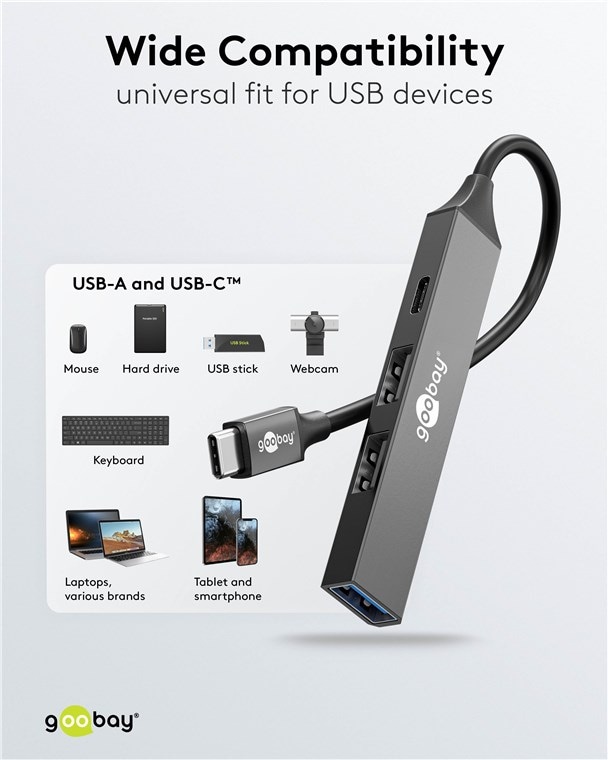 GOOBAY USB-C Hub 74459 Slim 4 Port USB-C auf USB-C/USB-A GOOBAY USB-C Hub 74459 Slim 4 Port USB-C auf USB-C/USB-A