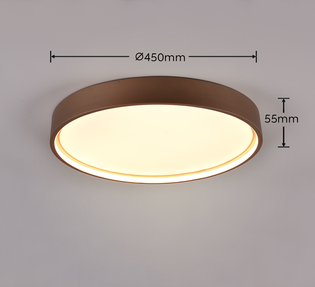 TRIO LED-Deckenleuchte Doha 641310265 Coffee, 29 W, 3260 lm, CCT