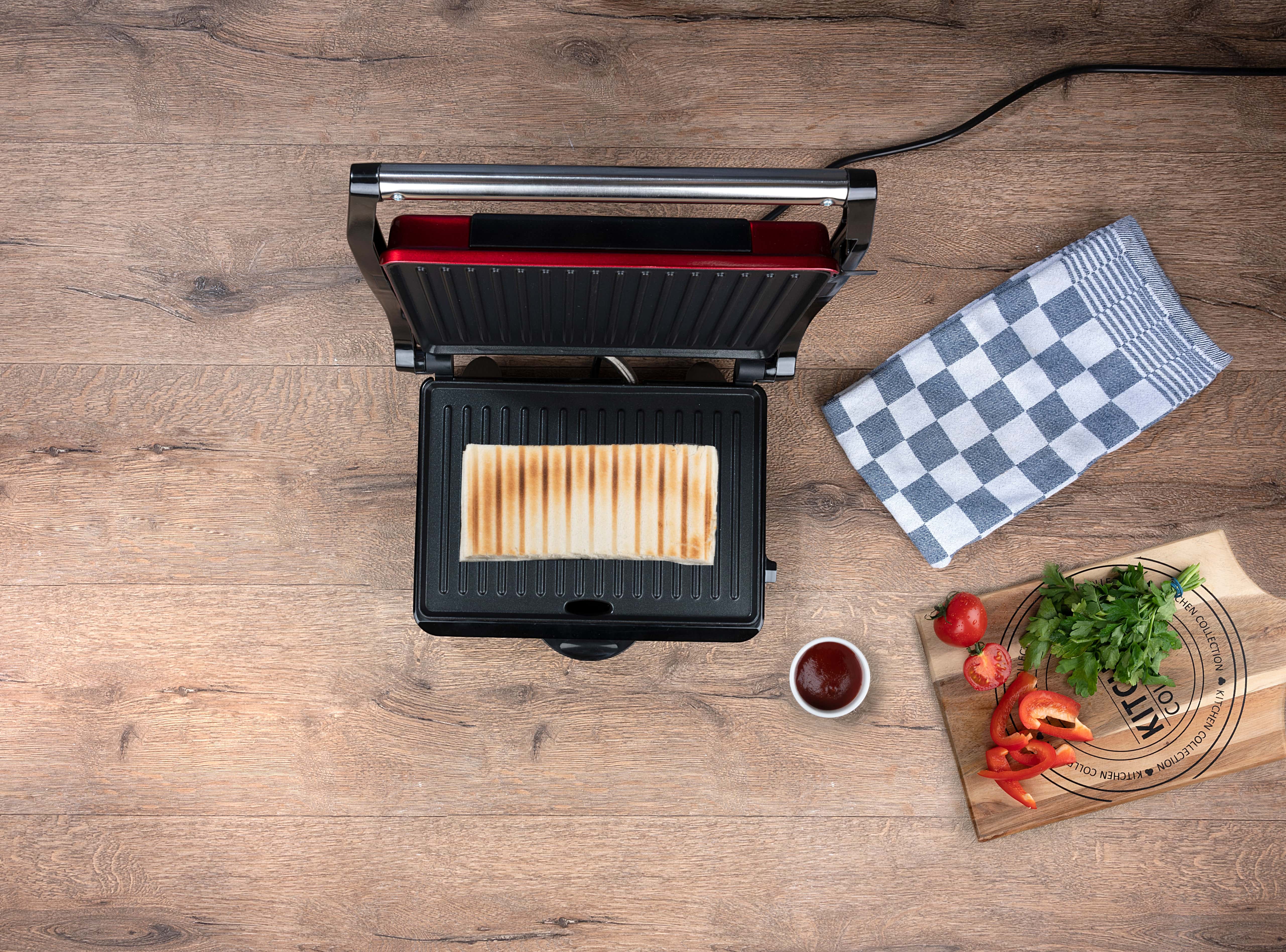 ALPINA Kontaktgrill, Multigrill, Panini, Sandwich, Fleisch, schwarz/rot, 1000W ALPINA Kontaktgrill, Multigrill, Panini, Sandwich, Fleisch, schwarz/rot, 1000W