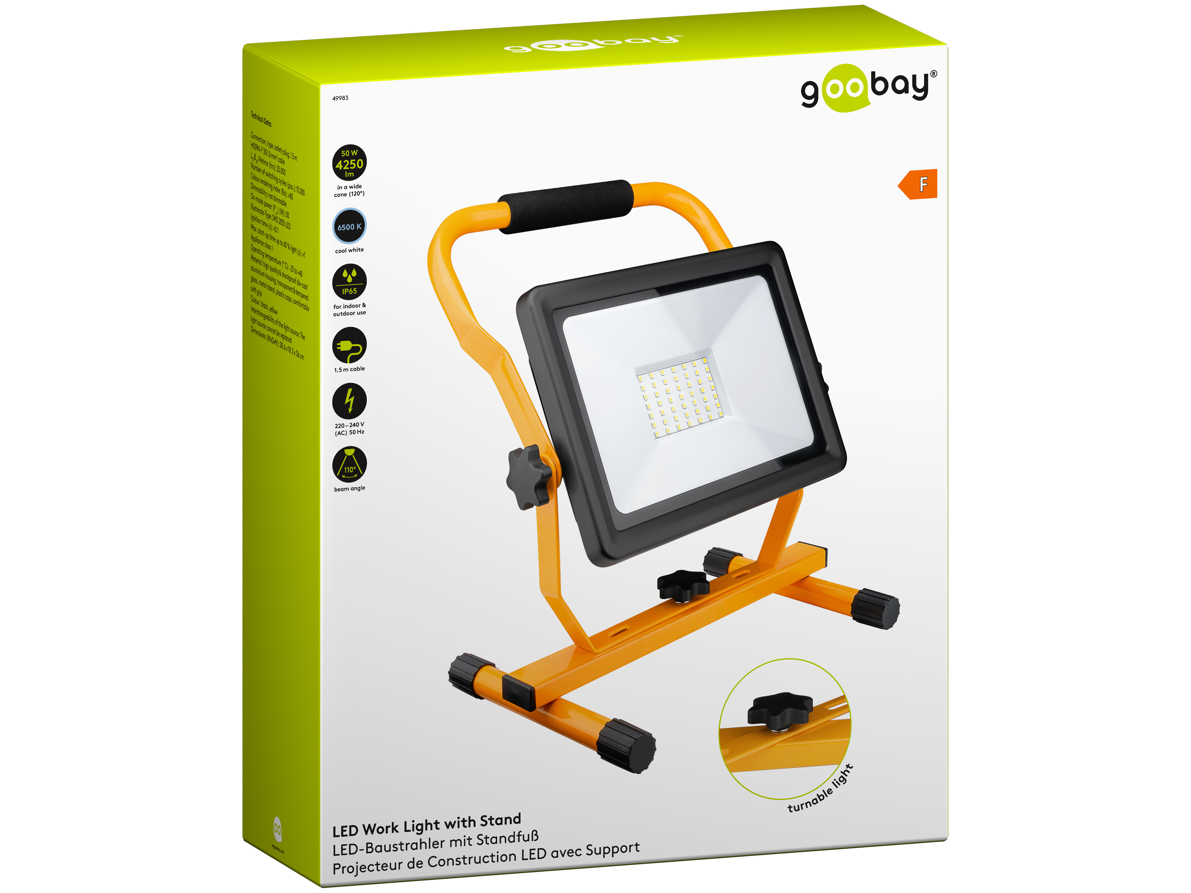GOOBAY LED-Baustrahler, Standfuß, 50W, 6500K GOOBAY LED-Baustrahler, Standfuß, 50W, 6500K