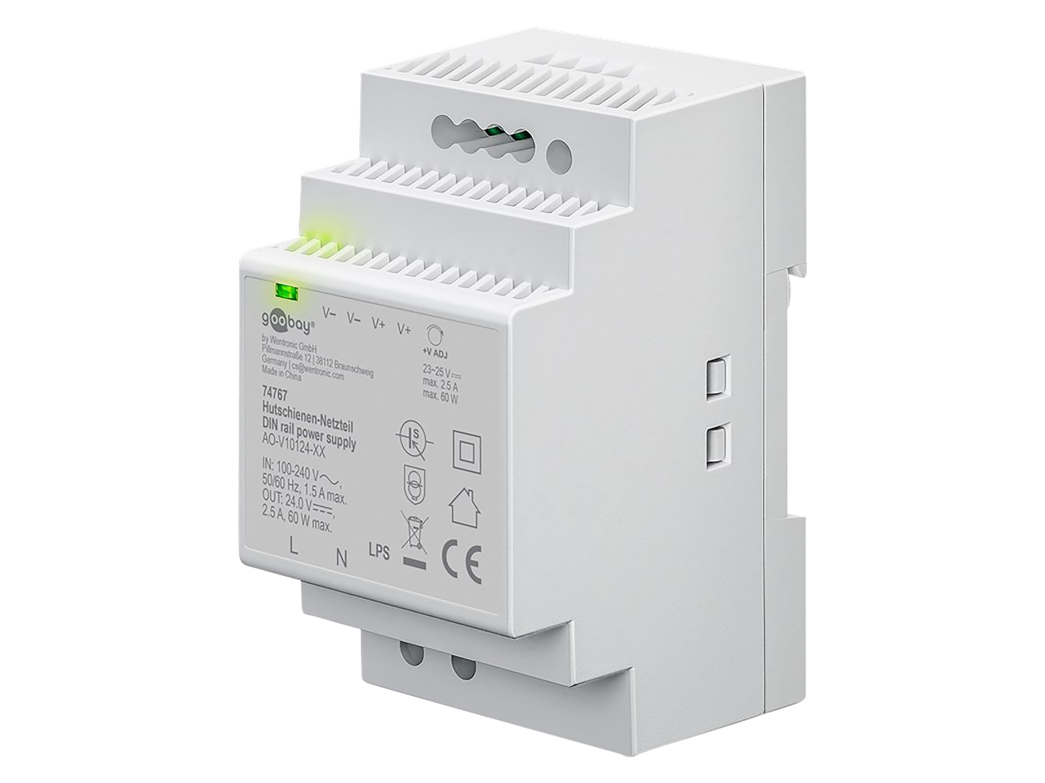 GOOBAY Hutschienen-Netzteil 74767, 24 V, 2,5 A, 60 W GOOBAY Hutschienen-Netzteil 74767, 24 V, 2,5 A, 60 W