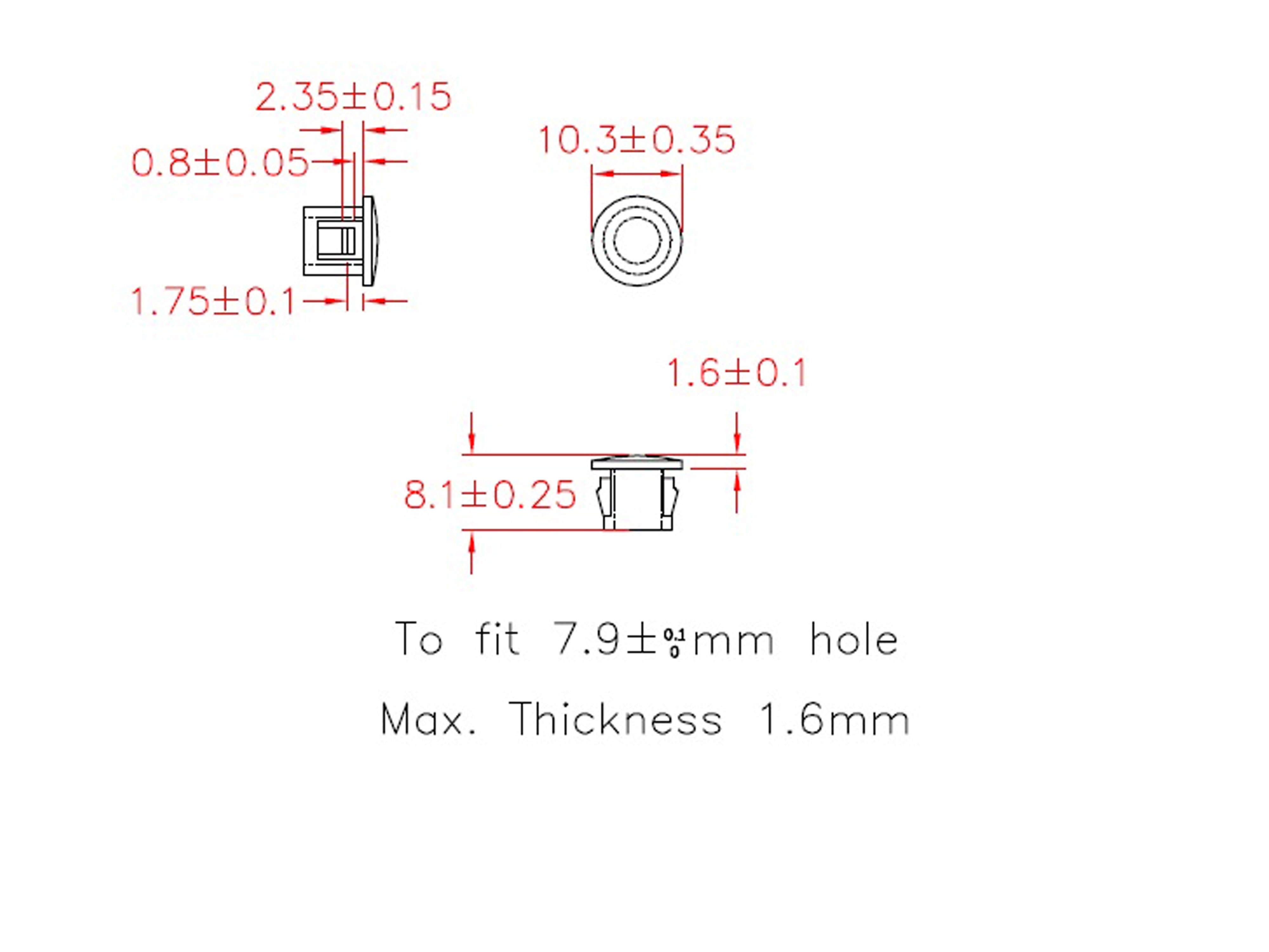 KSS Lochabdeckung Polyamid 6.6, schwarz, für Loch 7,9, Abdeckung-Ø 10,3, 1 Stück