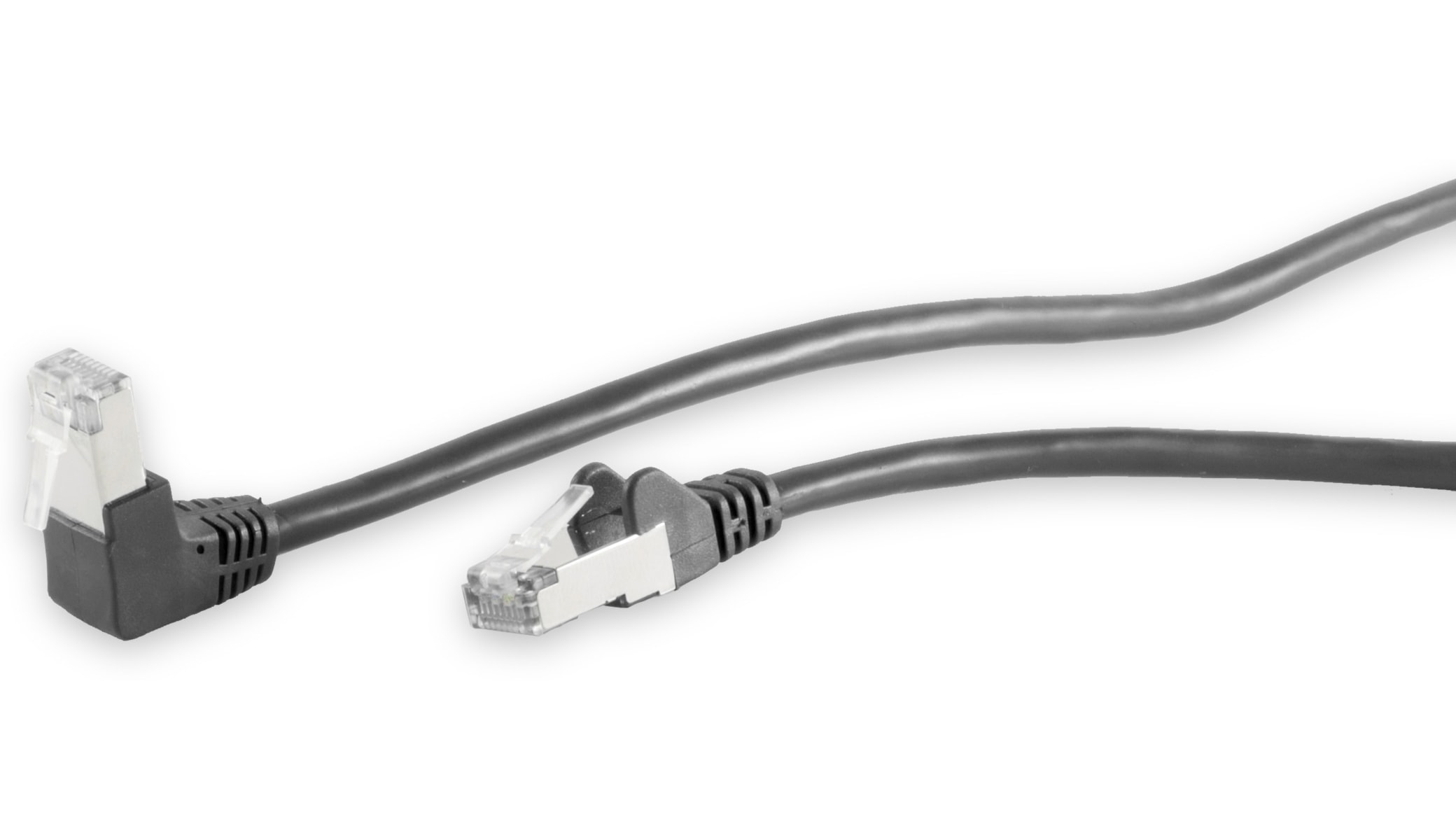 S-IMPULS CAT.6 Patchkabel, S/FTP, 90°-gerade, 0,25 m, schwarz