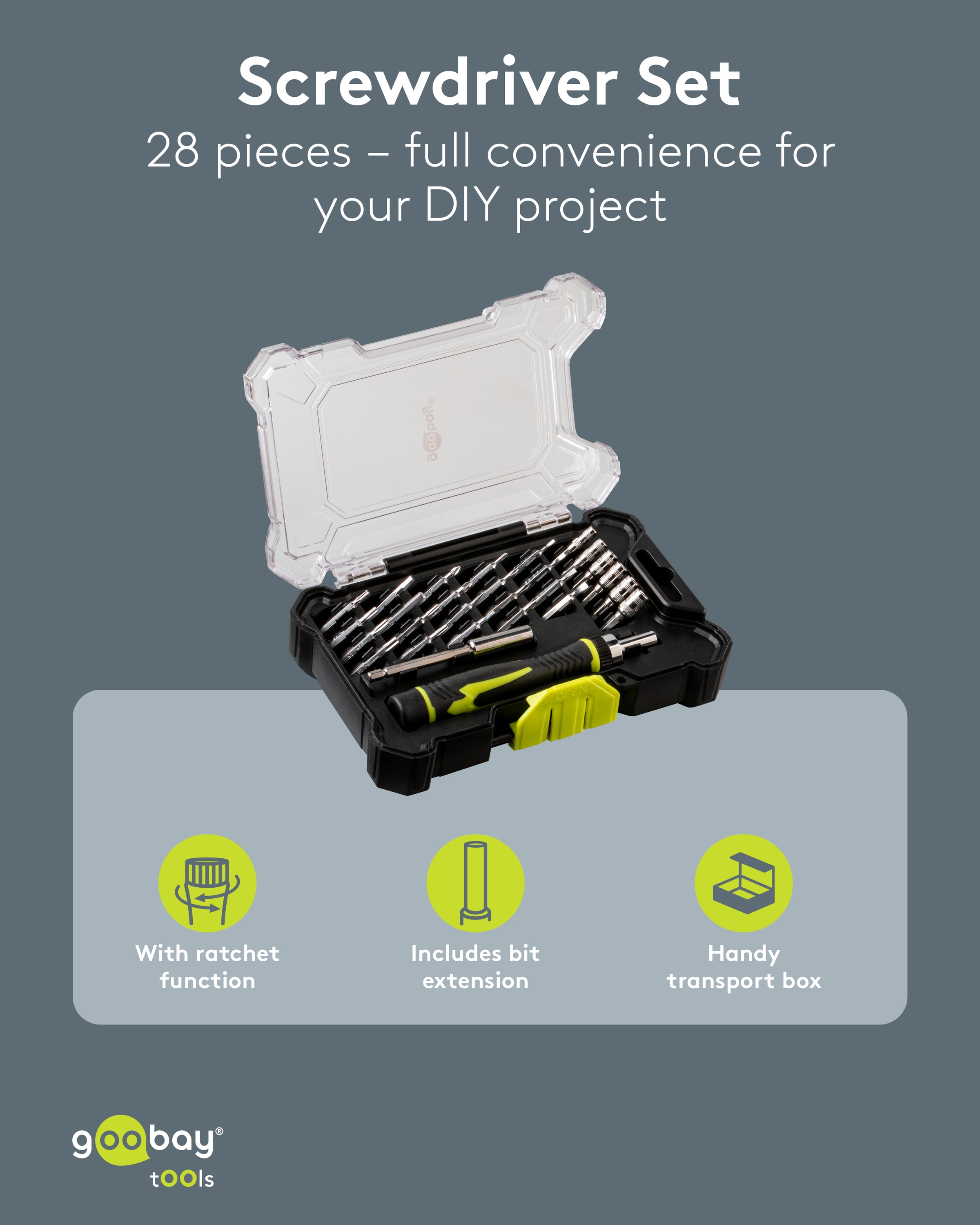 GOOBAY TOOLS Schraubendreher-Set, 77840, mit 26-tlg. Bitsatz