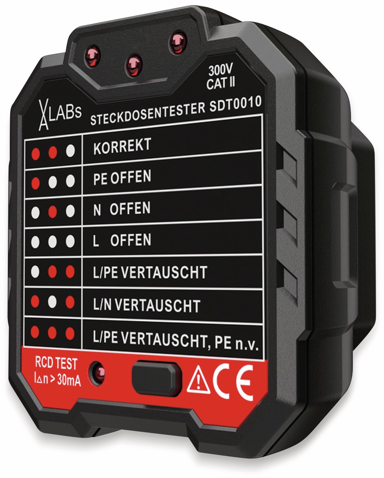 VA LABS SDT0010: Steckdosentester mit RCD-Prüfung