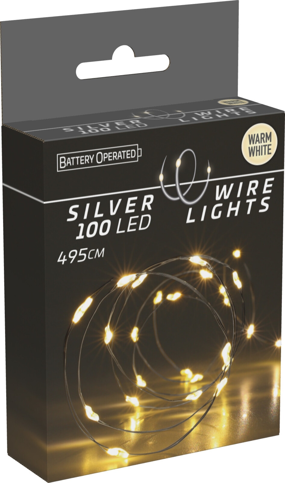 LED-Silberdrahtlichterkette, 100 LEDs, warmweiß, Batterie, Innen, 5 m LED-Lichterkette Silberdraht 100 LEDs, warmweiß, Batteriebetrieb