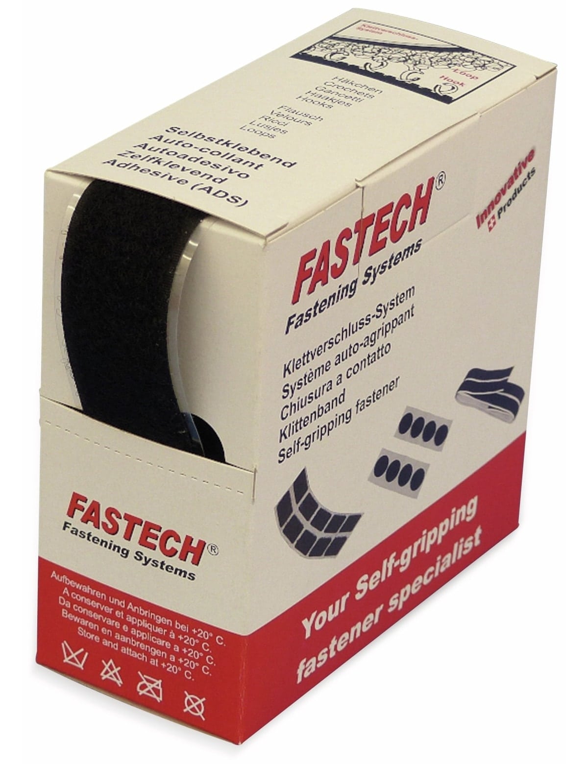 FASTECH Klettband zum Aufkleben, Hotmelt Flauschteil (L x B) 5000 mm x 30 mm Schwarz
