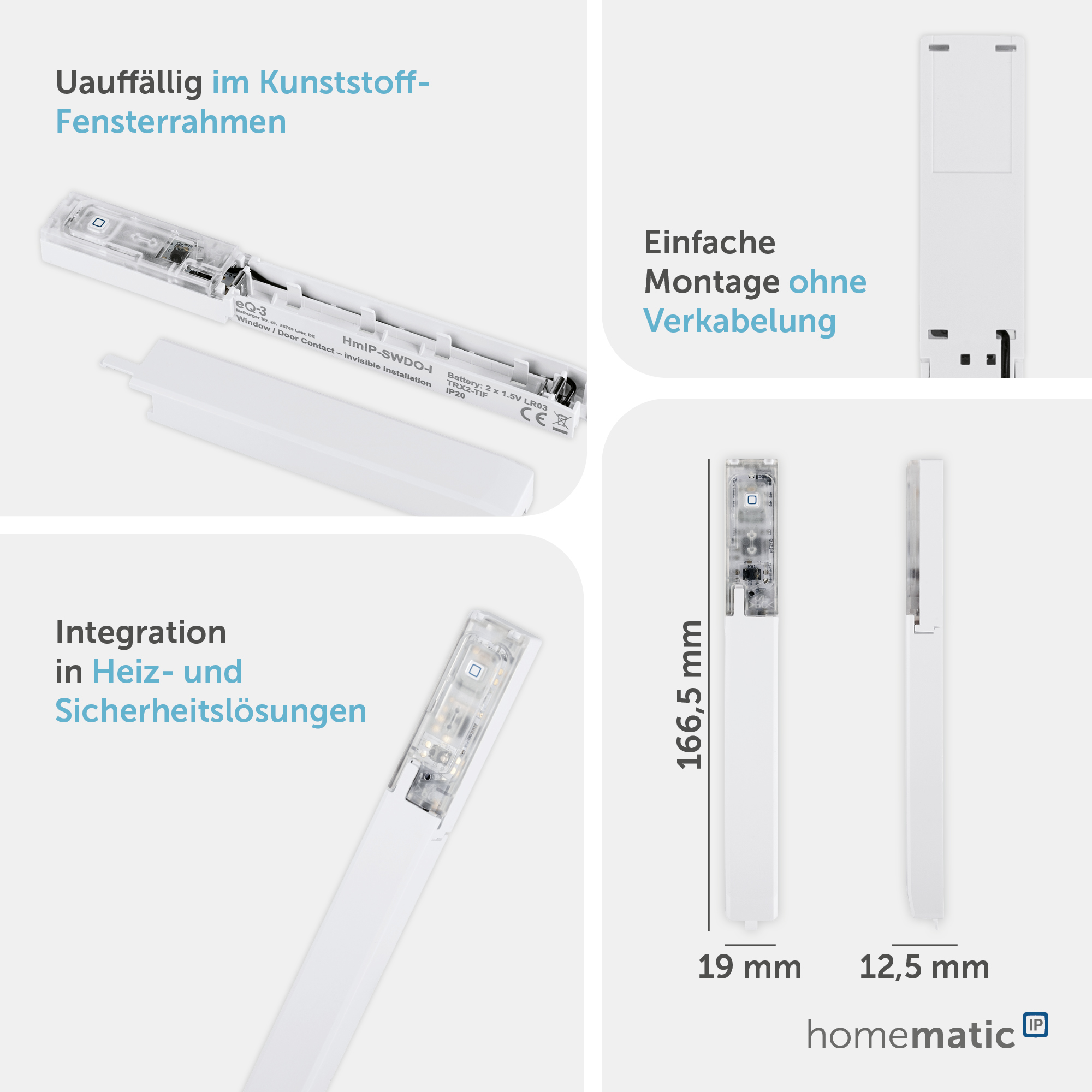 HOMEMATIC IP Smart Home 151039A0, Fenster- und Türkontakt, verdeckter Einbau