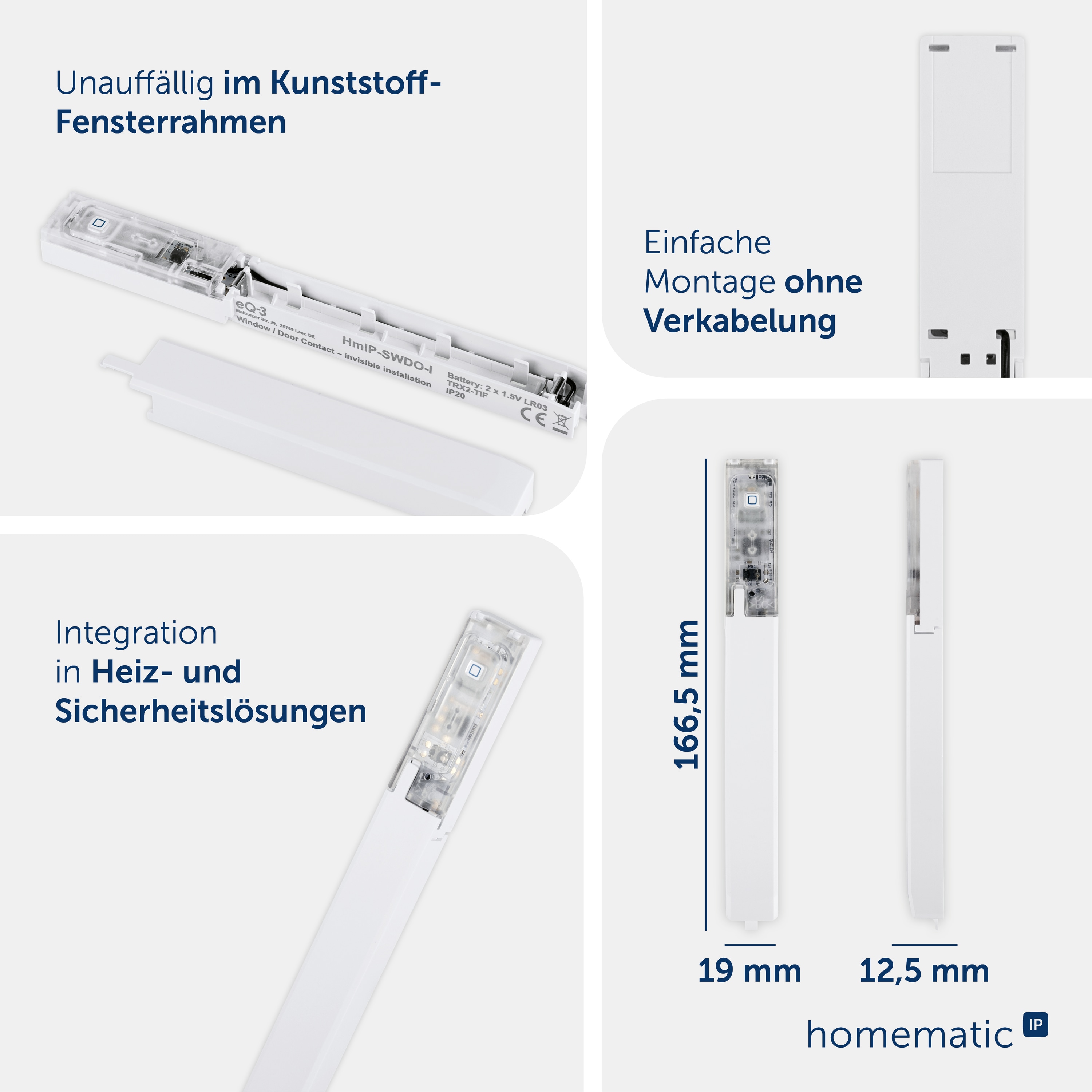 HOMEMATIC IP Smart Home 151039A0, Fenster- und Türkontakt, verdeckter Einbau