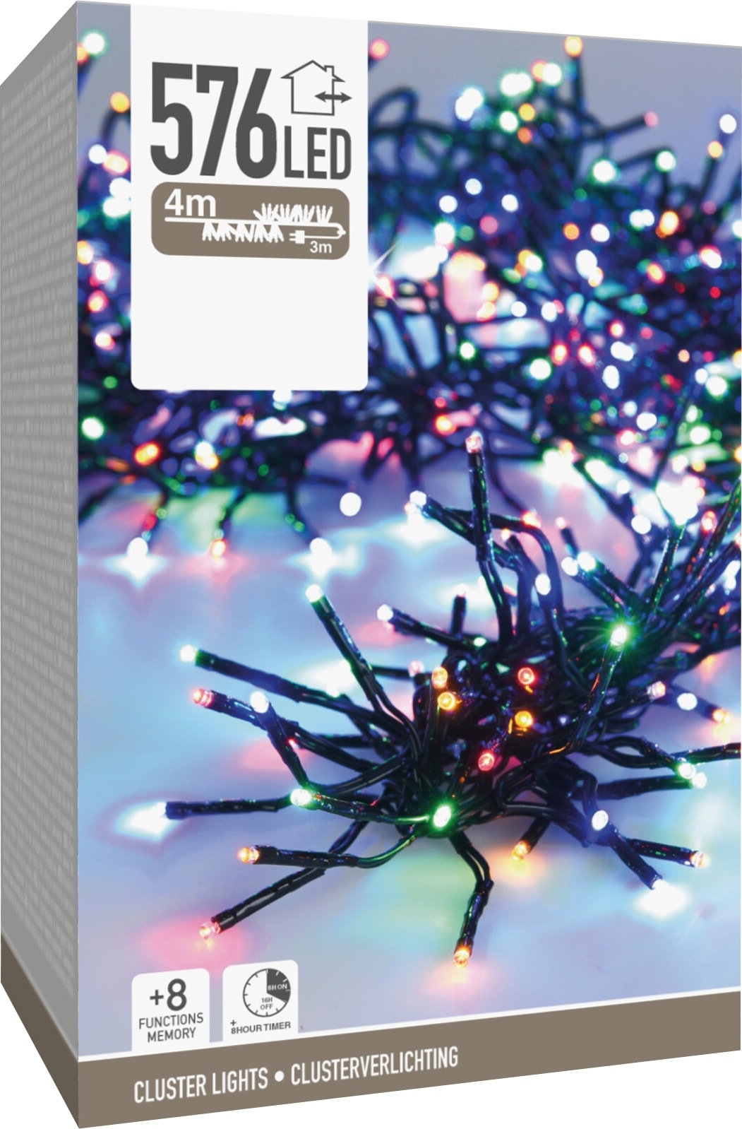LED-Clusterlichterkette bunt, 576 LEDs, schwarzes Kabel, Innen/Außen, 7,2m LED-Clusterlichterkette bunt, 576 LEDs, schwarzes Kabel, Innen/Außen, 7,2m