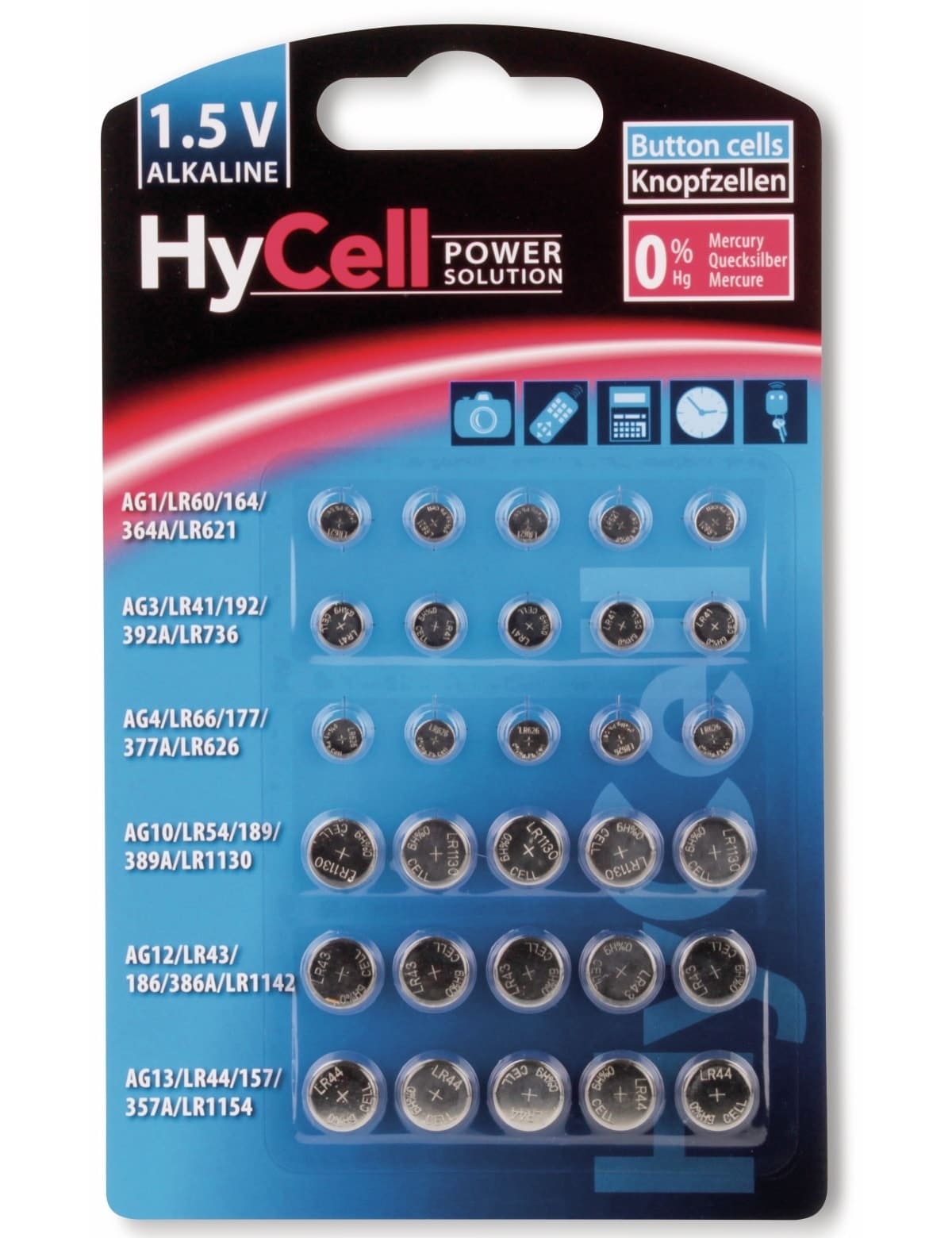 HYCELL Knopfzelle Set 30-teilig