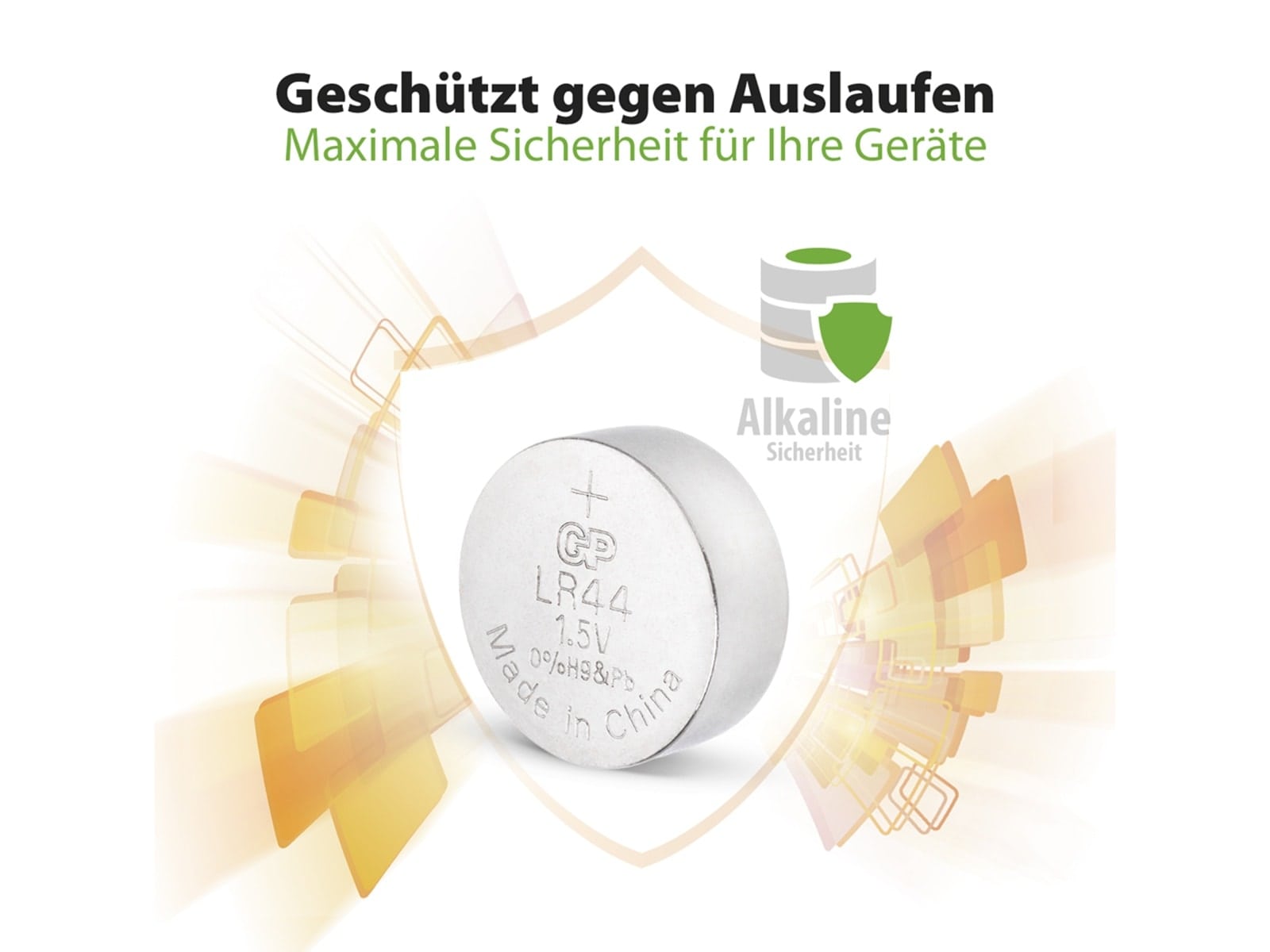GP Knopfzelle LR44, Alkaline, 1,5 V-, 10 Stück